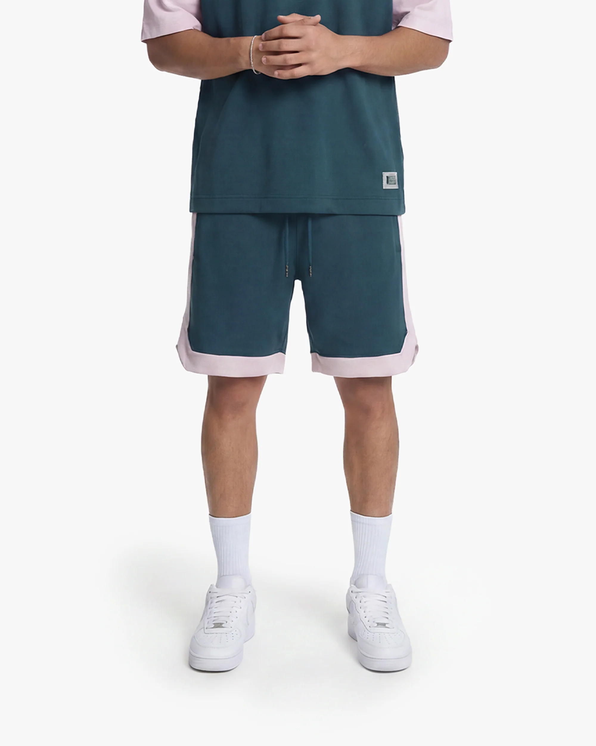 Croyez Jersey Sport Shorts | Dark Teal/Pink - Image 3