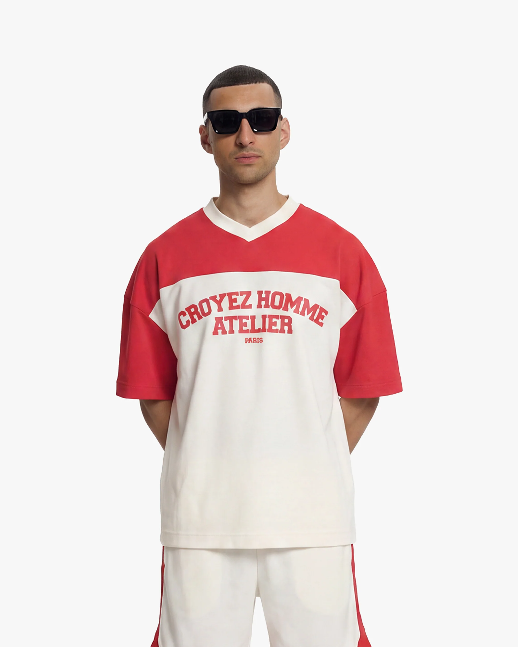 Croyez Jersey Sport T-Shirt | Off-White/Red - Image 3