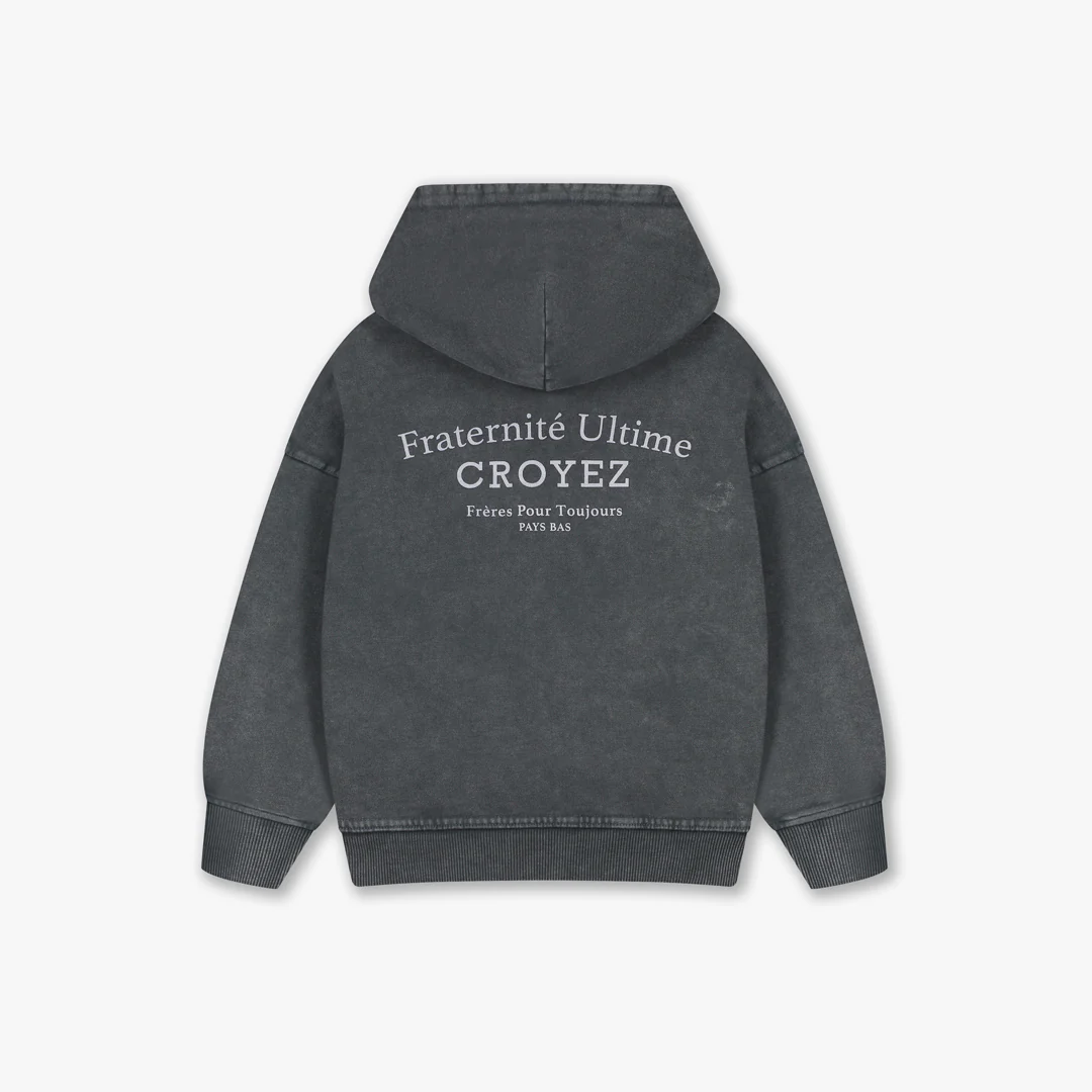 Croyez Mini Fraternité Zip Hoodie | Acid Wash/White - Image 2