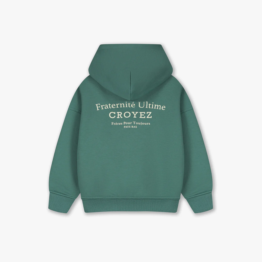 Croyez Mini Fraternité Zip Hoodie | Green/Off-White - Image 2