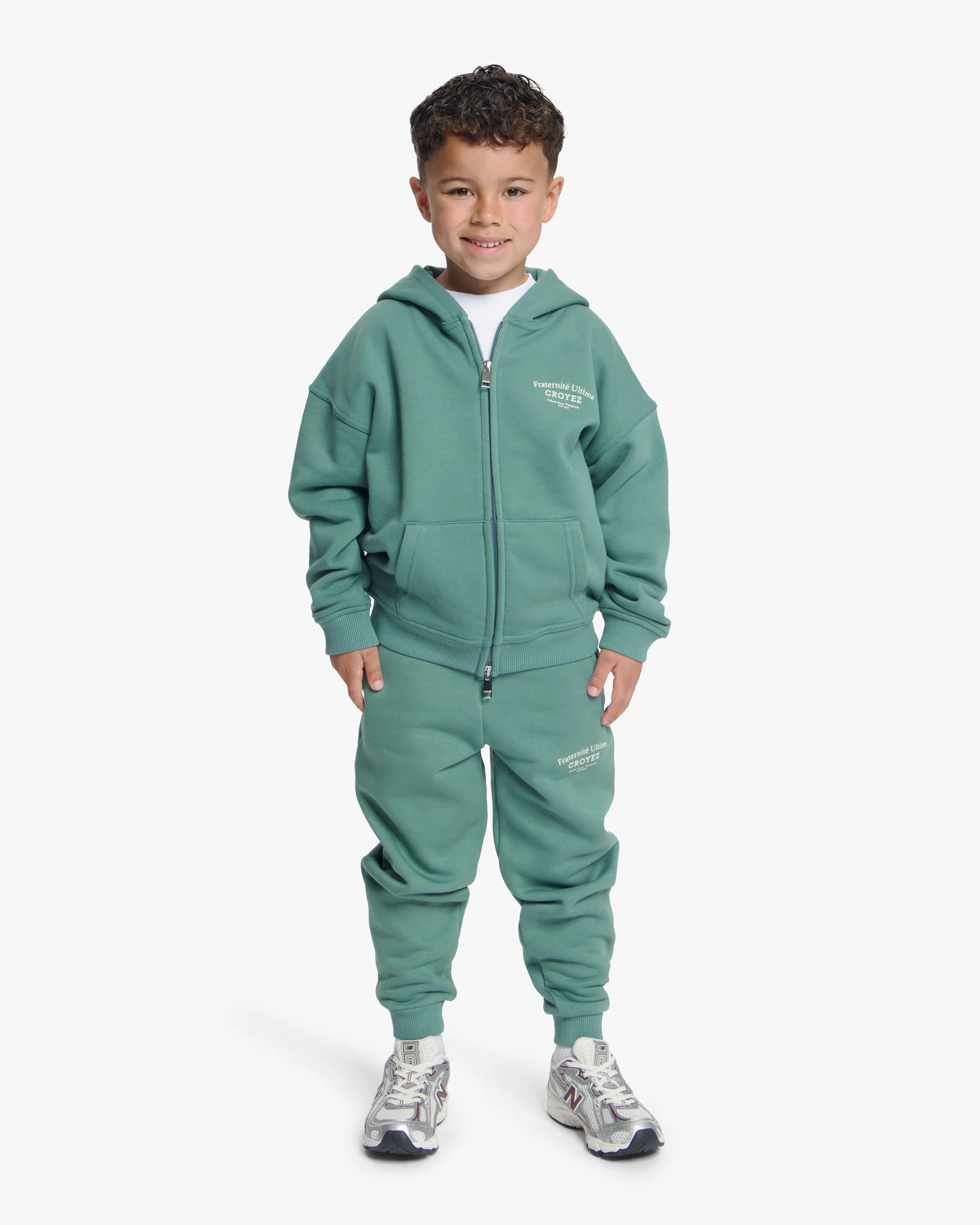 Croyez Mini Fraternité Zip Hoodie | Green/Off-White - Image 3