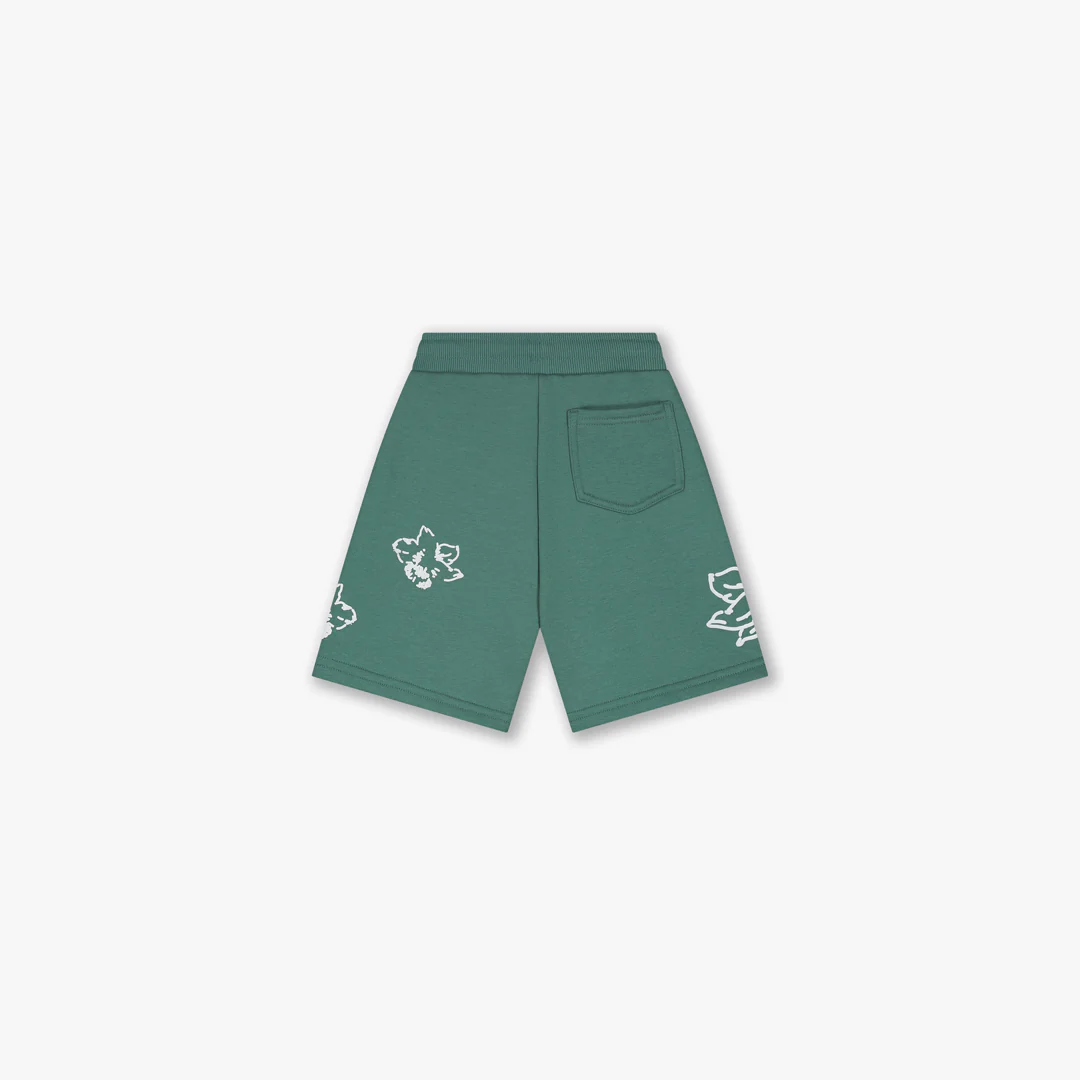 Croyez Mini Initial Flower Shorts | Green/Off-White - Image 2