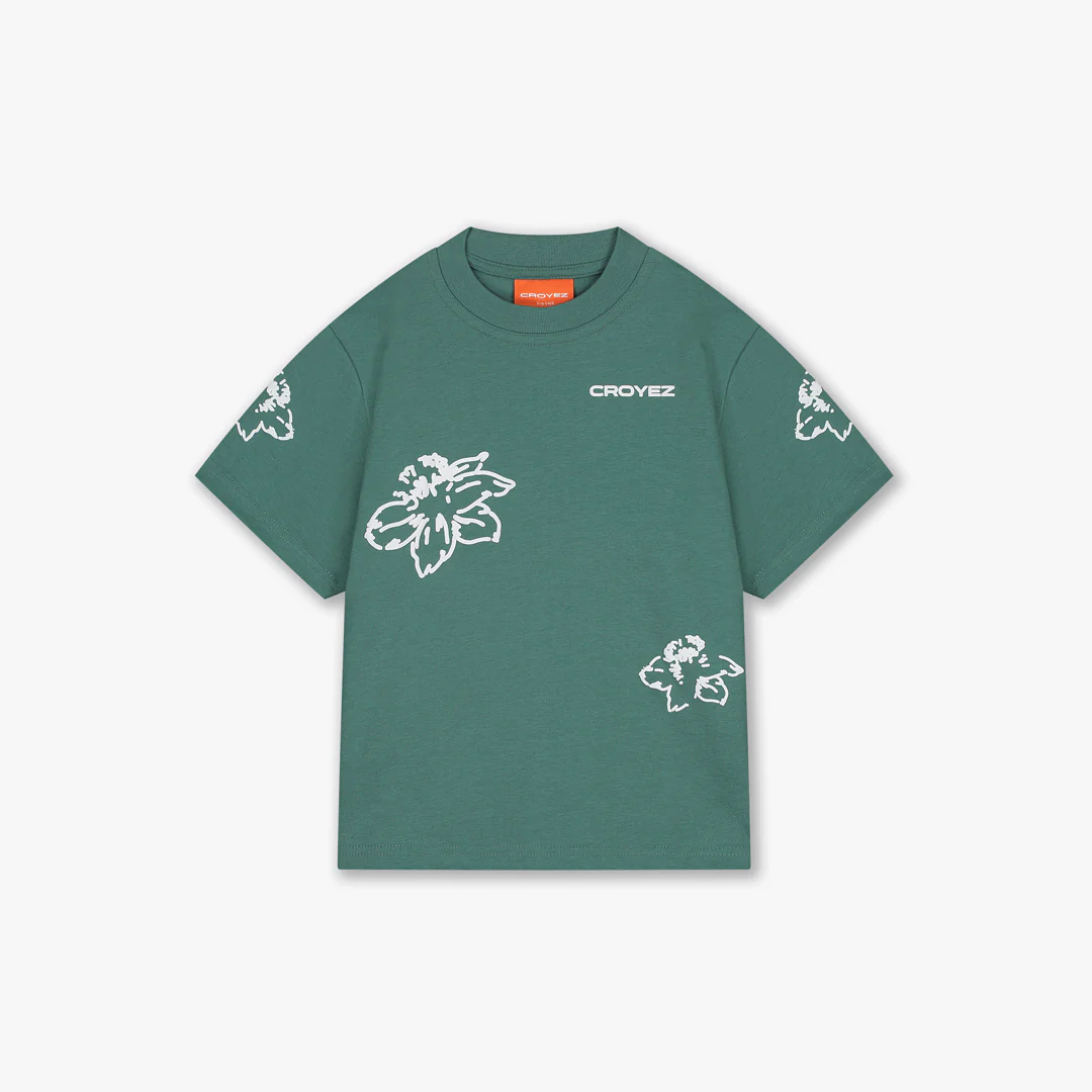 Croyez Mini Initial Flower T-Shirt | Green/Off-White