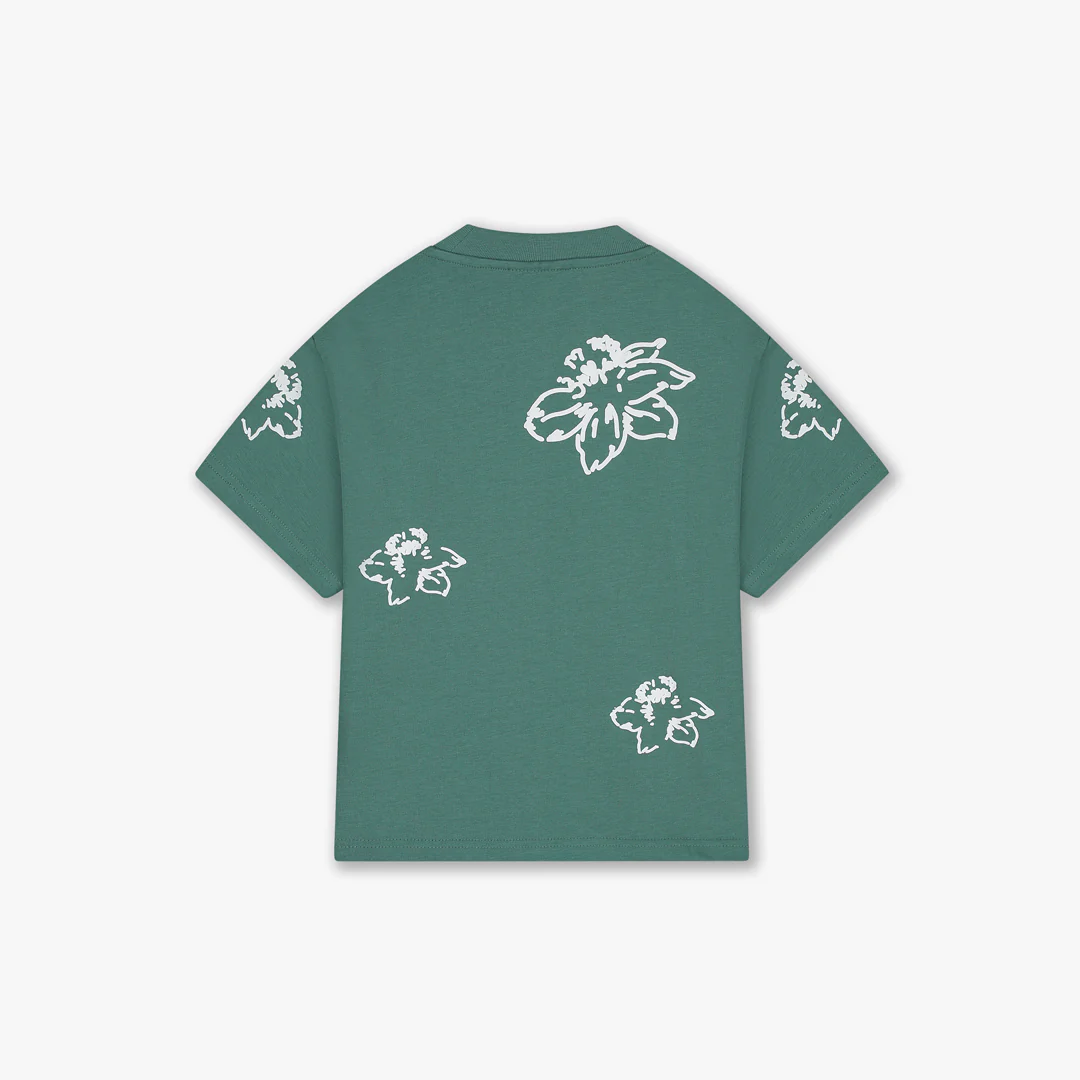Croyez Mini Initial Flower T-Shirt | Green/Off-White - Image 2