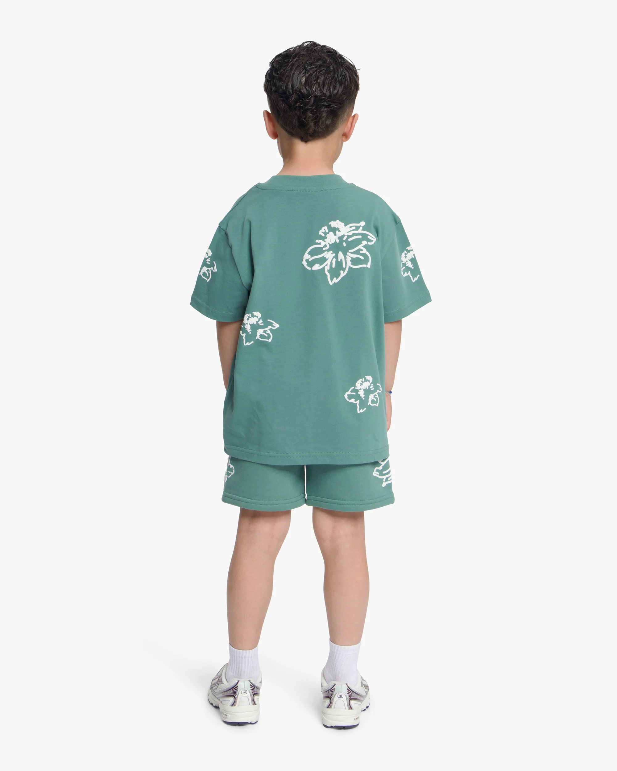 Croyez Mini Initial Flower T-Shirt | Green/Off-White - Image 4