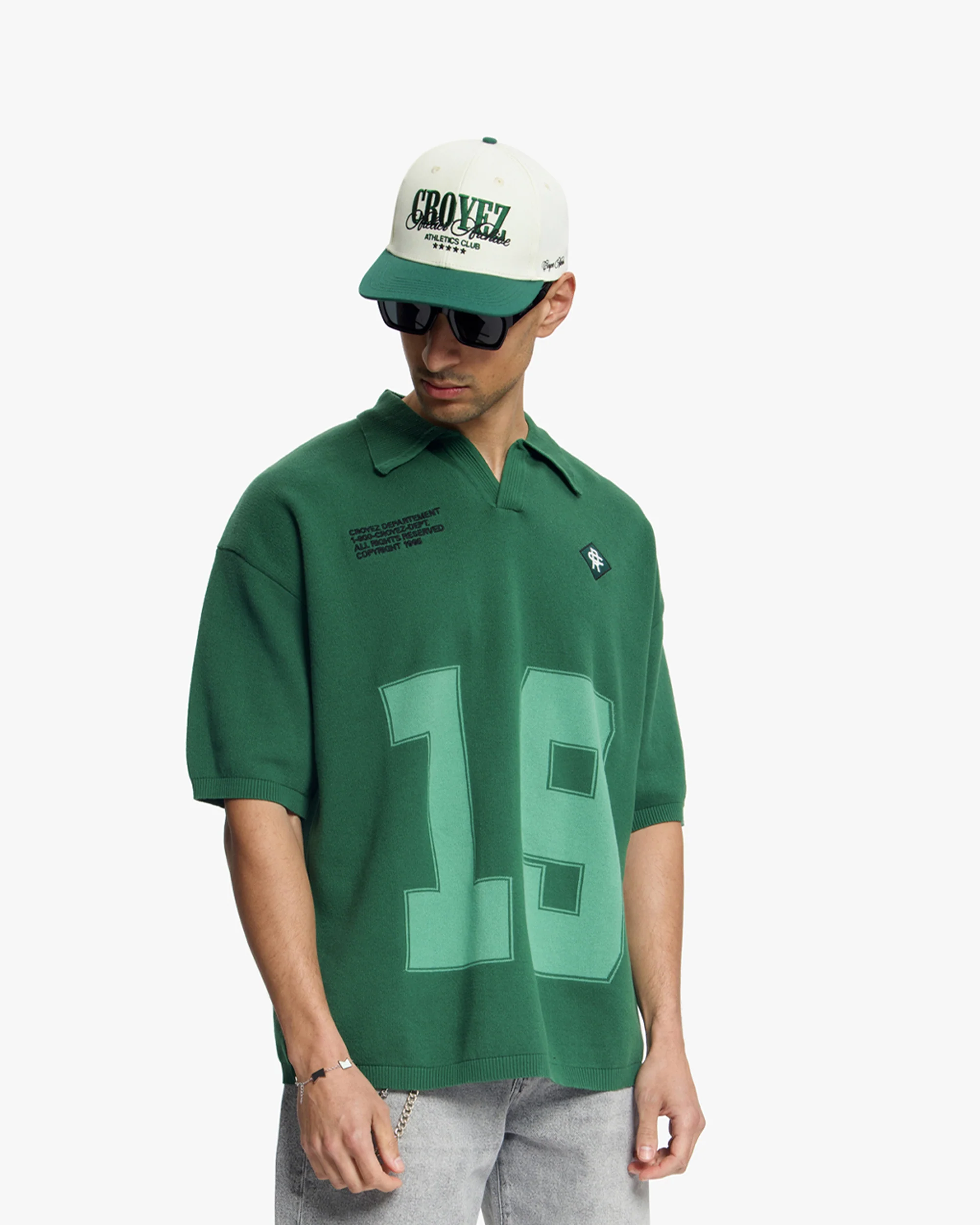 Croyez Nombre Knit Polo | Forest Green - Image 3
