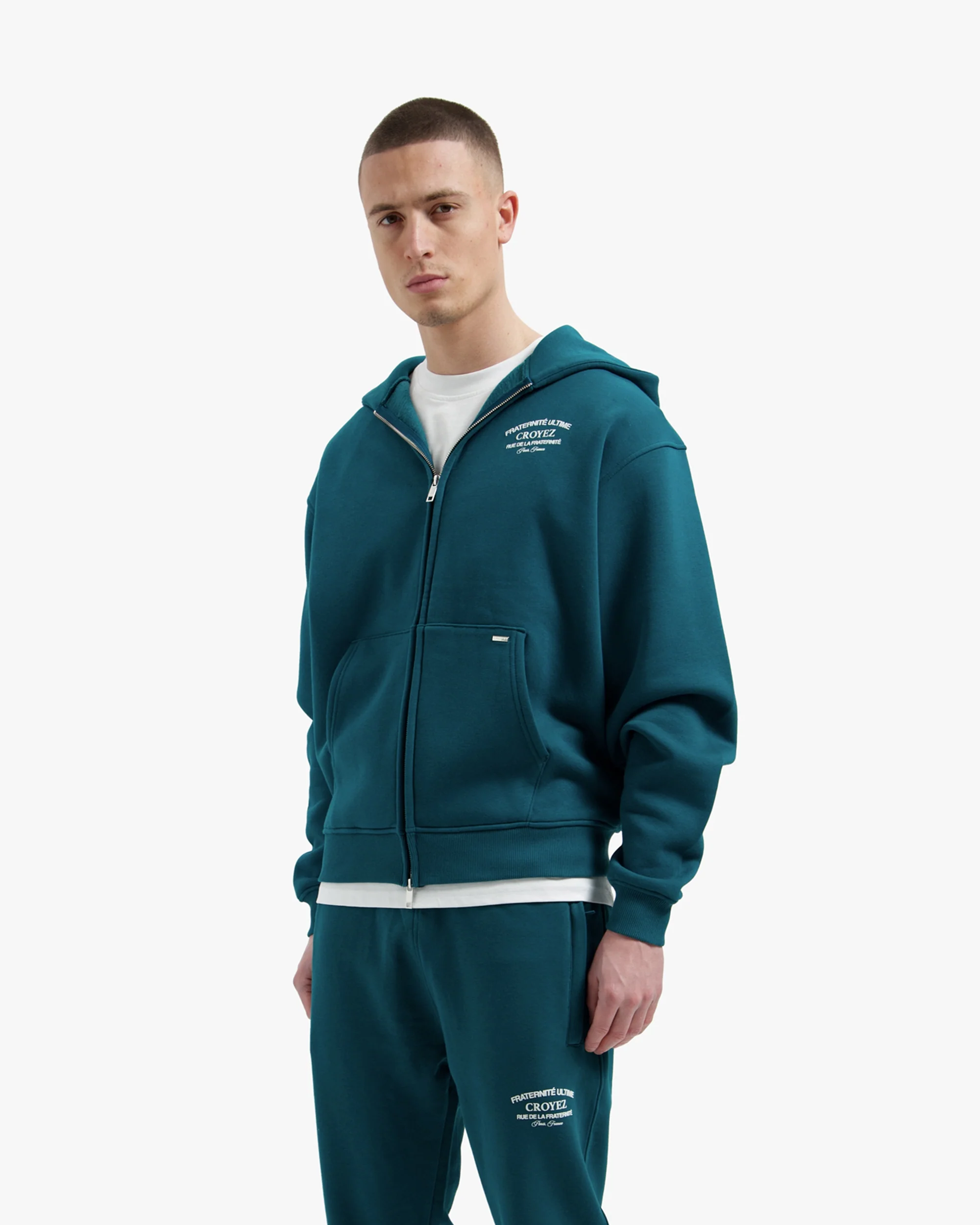 Croyez Original Fraternite Zip Hoodie | Dark Teal - Image 3
