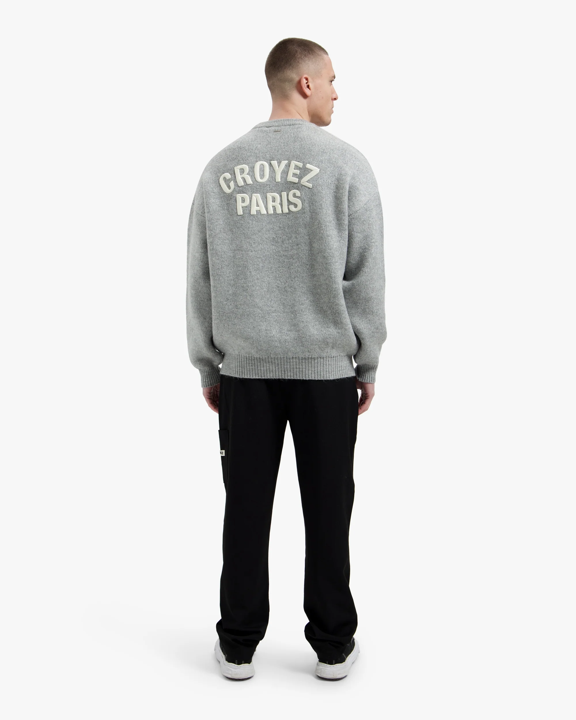 Croyez Paris Knit Sweater | Grey Melange - Image 6