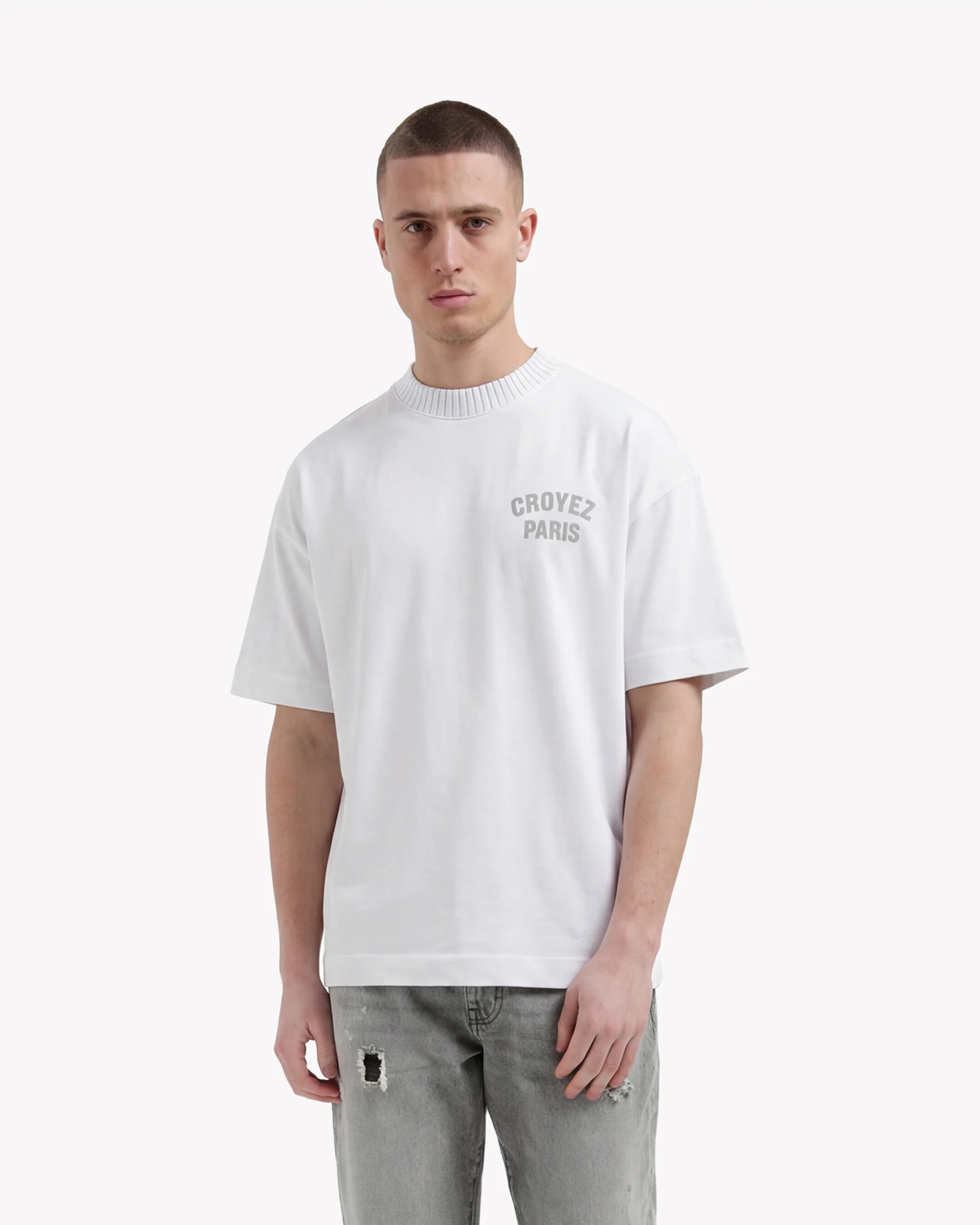 Croyez Paris Knit T-Shirt | White - Image 3