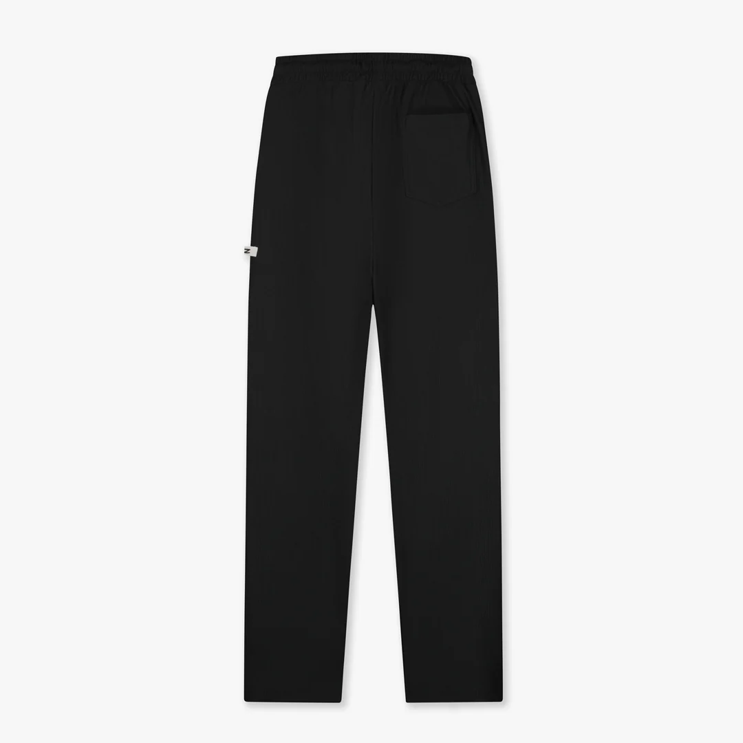 Croyez Plisse Straight Leg Pants | Black - Image 2