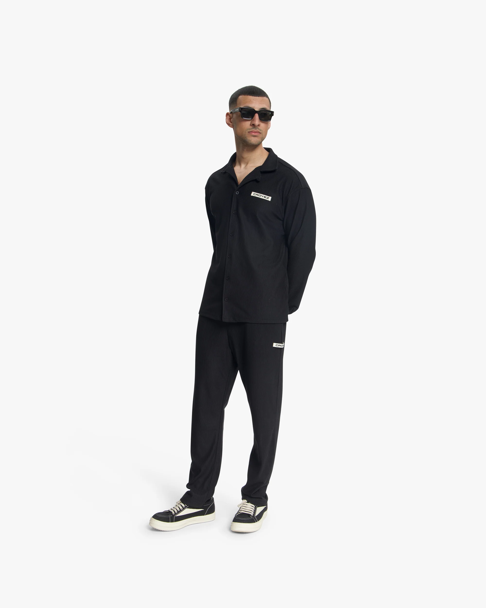 Croyez Plisse Straight Leg Pants | Black - Image 5