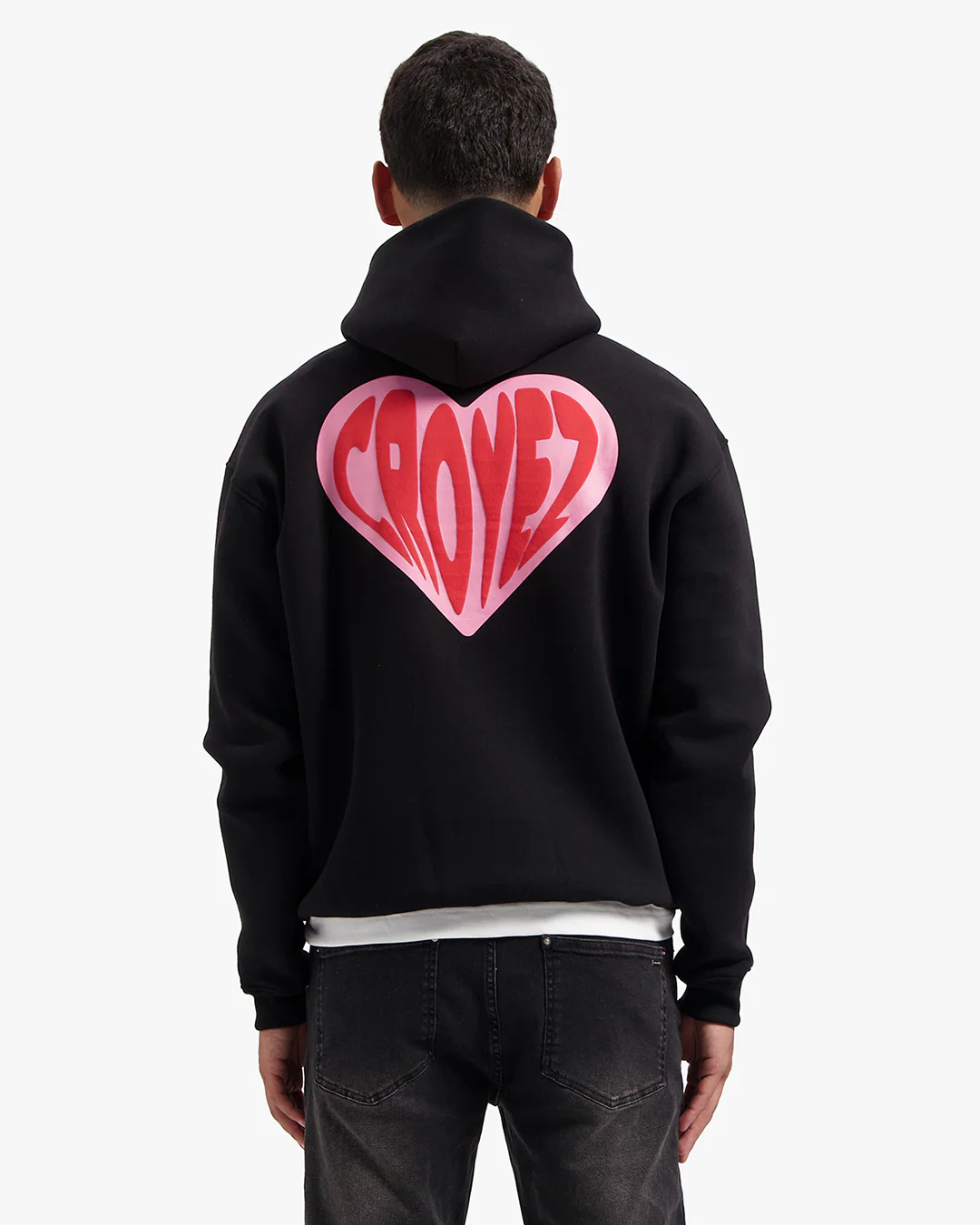 CROYEZ PUFFED HEART HOODIE | BLACK/RED - Image 4