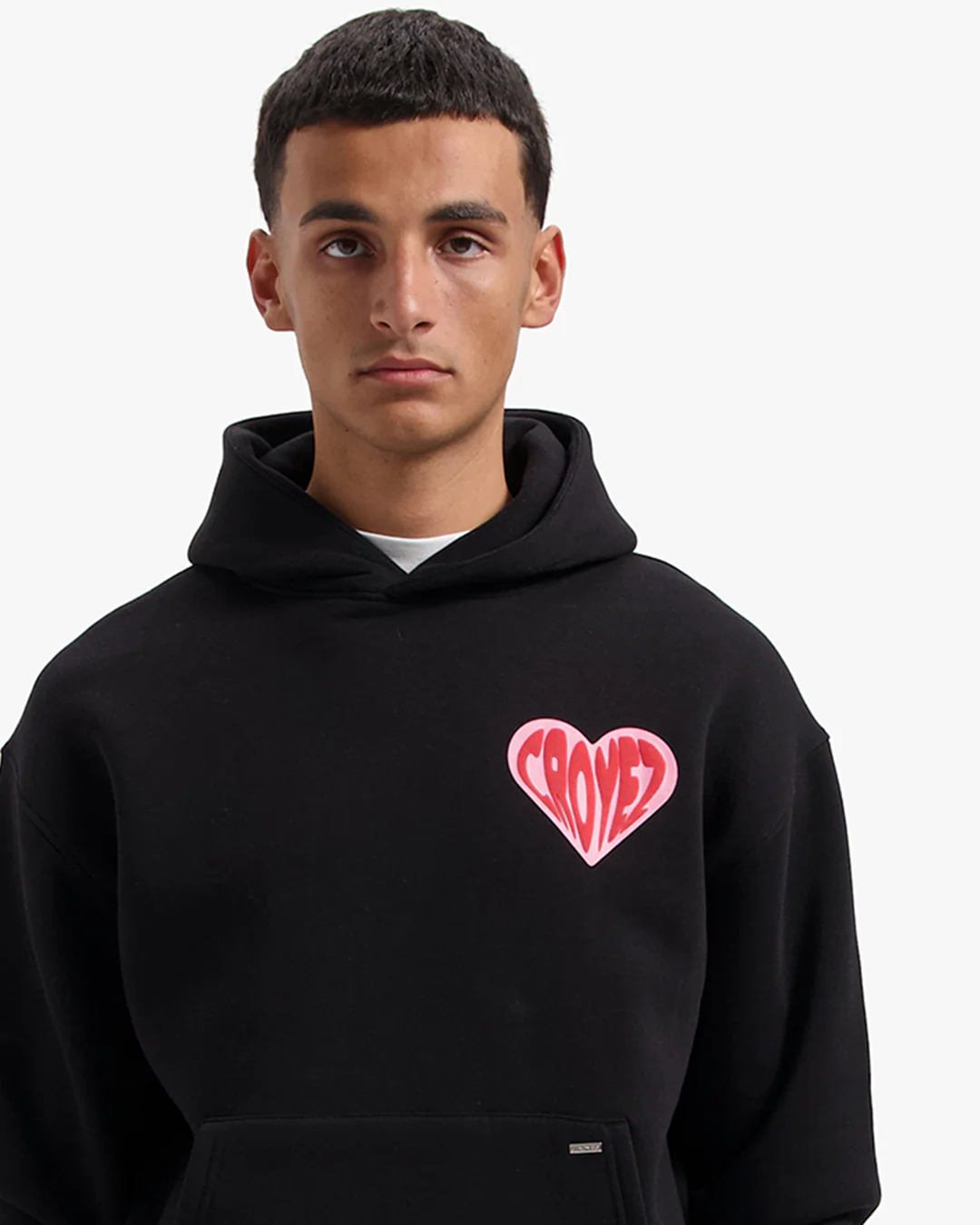 CROYEZ PUFFED HEART HOODIE | BLACK/RED - Image 5
