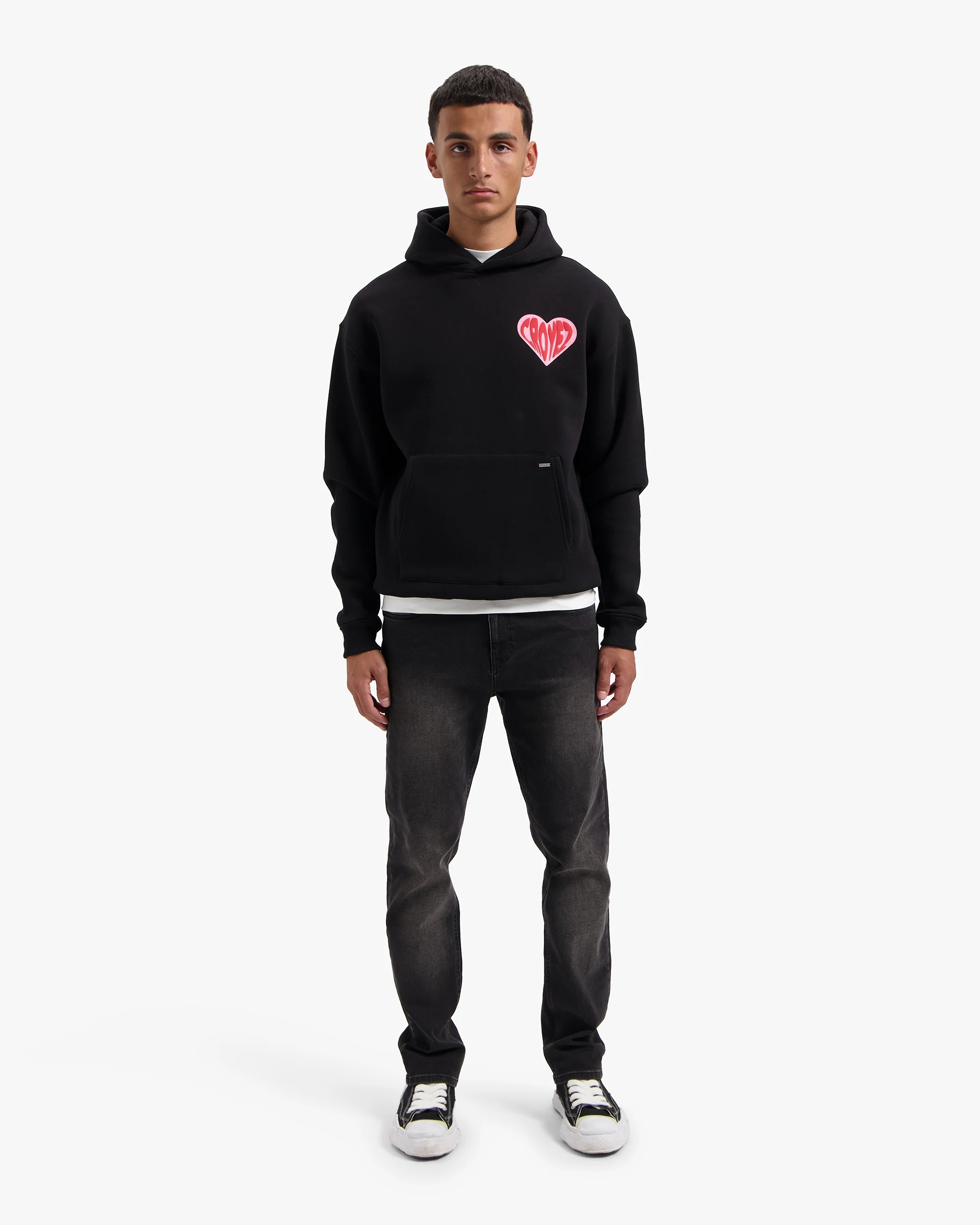 CROYEZ PUFFED HEART HOODIE | BLACK/RED - Image 7