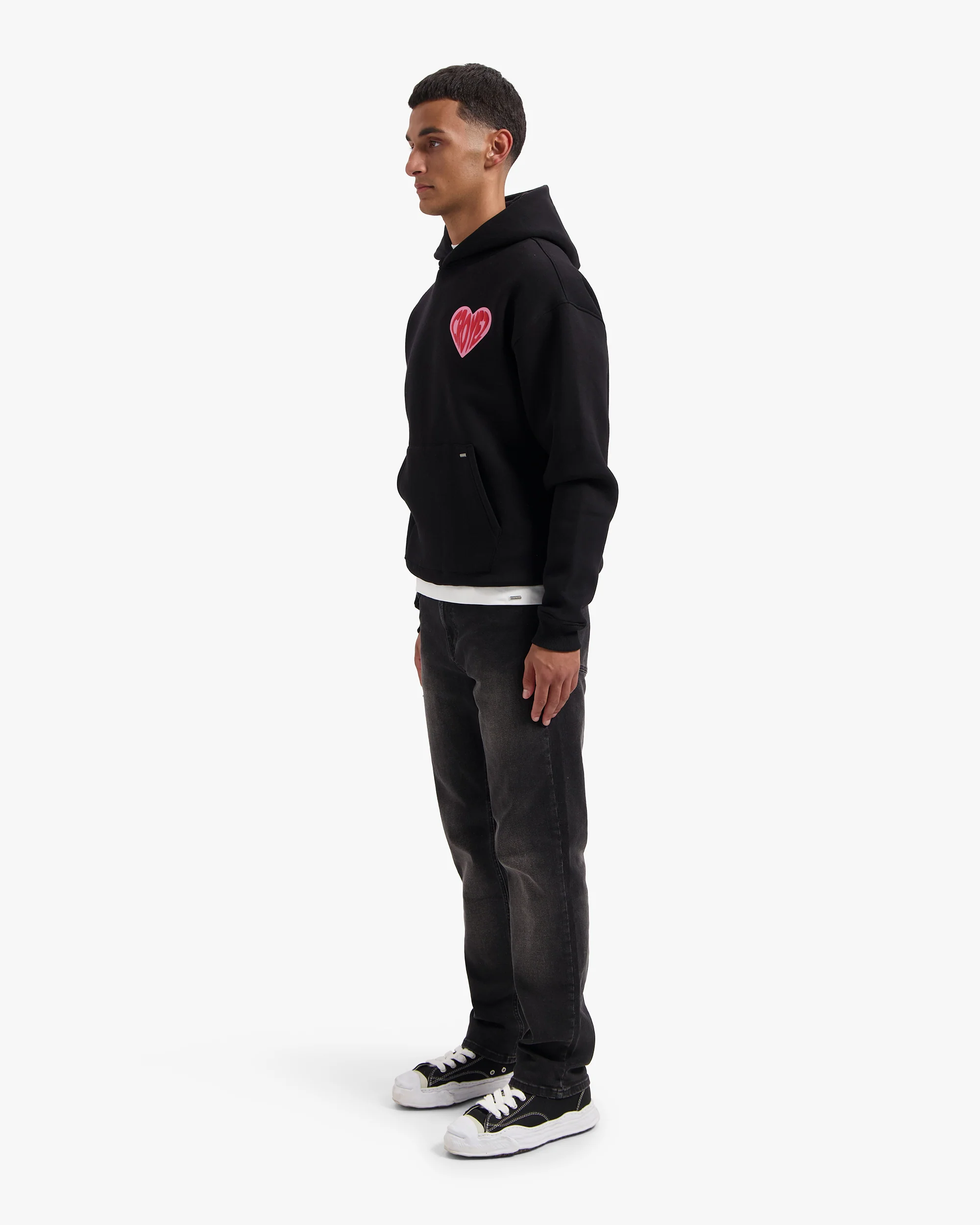 CROYEZ PUFFED HEART HOODIE | BLACK/RED - Image 9