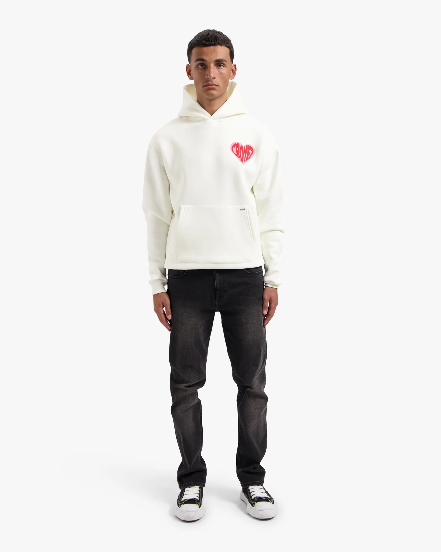 CROYEZ PUFFED HEART HOODIE | OFF-WHITE/RED - Image 7