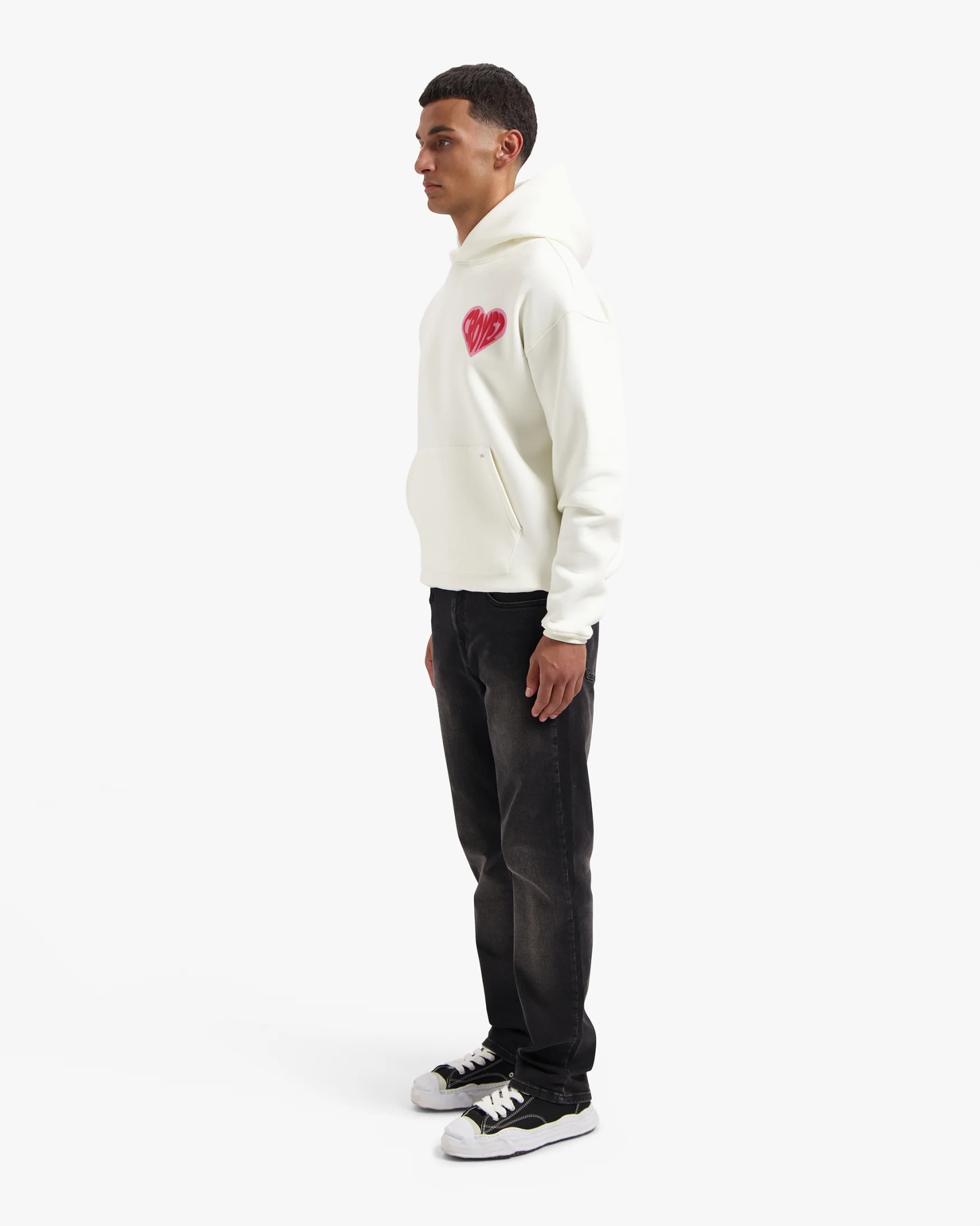CROYEZ PUFFED HEART HOODIE | OFF-WHITE/RED - Image 9