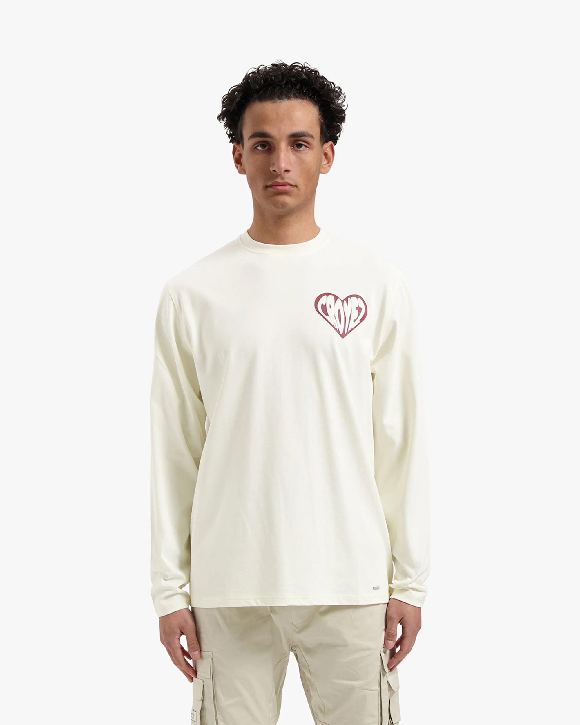 CROYEZ PUFFED HEART LONGSLEEVE T-SHIRT | OFF-WHITE - Image 3