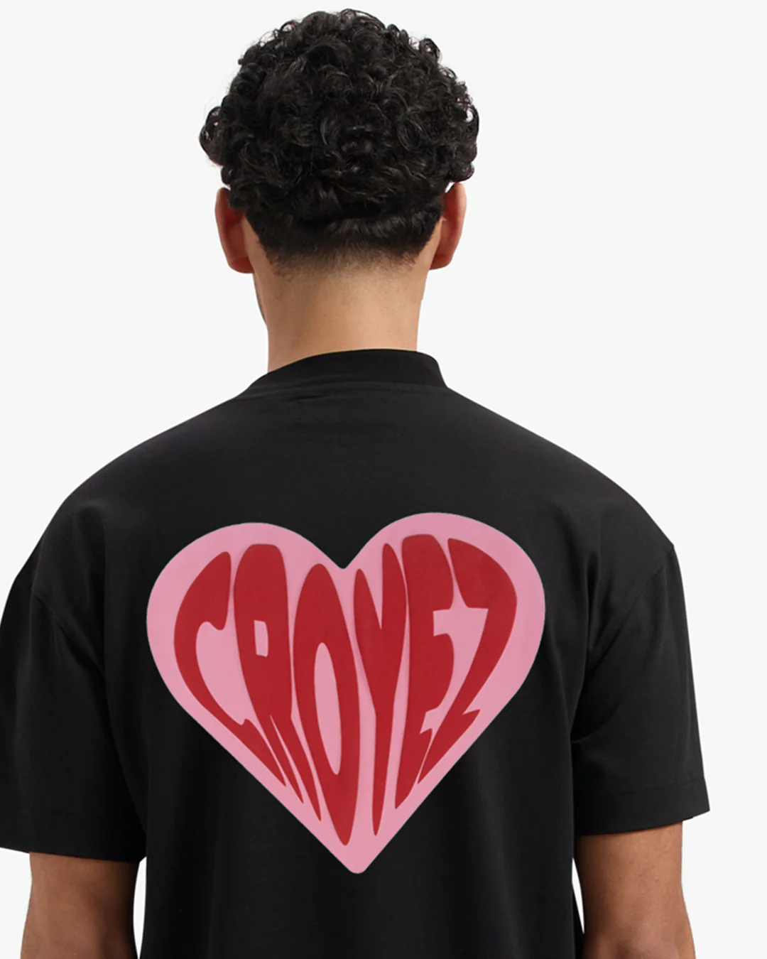 CROYEZ PUFFED HEART T-SHIRT | BLACK/RED - Image 4