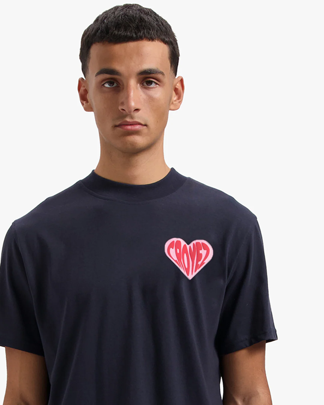 CROYEZ PUFFED HEART T-SHIRT | NAVY/RED - Image 5