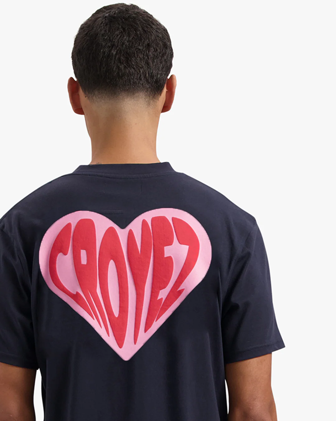CROYEZ PUFFED HEART T-SHIRT | NAVY/RED - Image 6