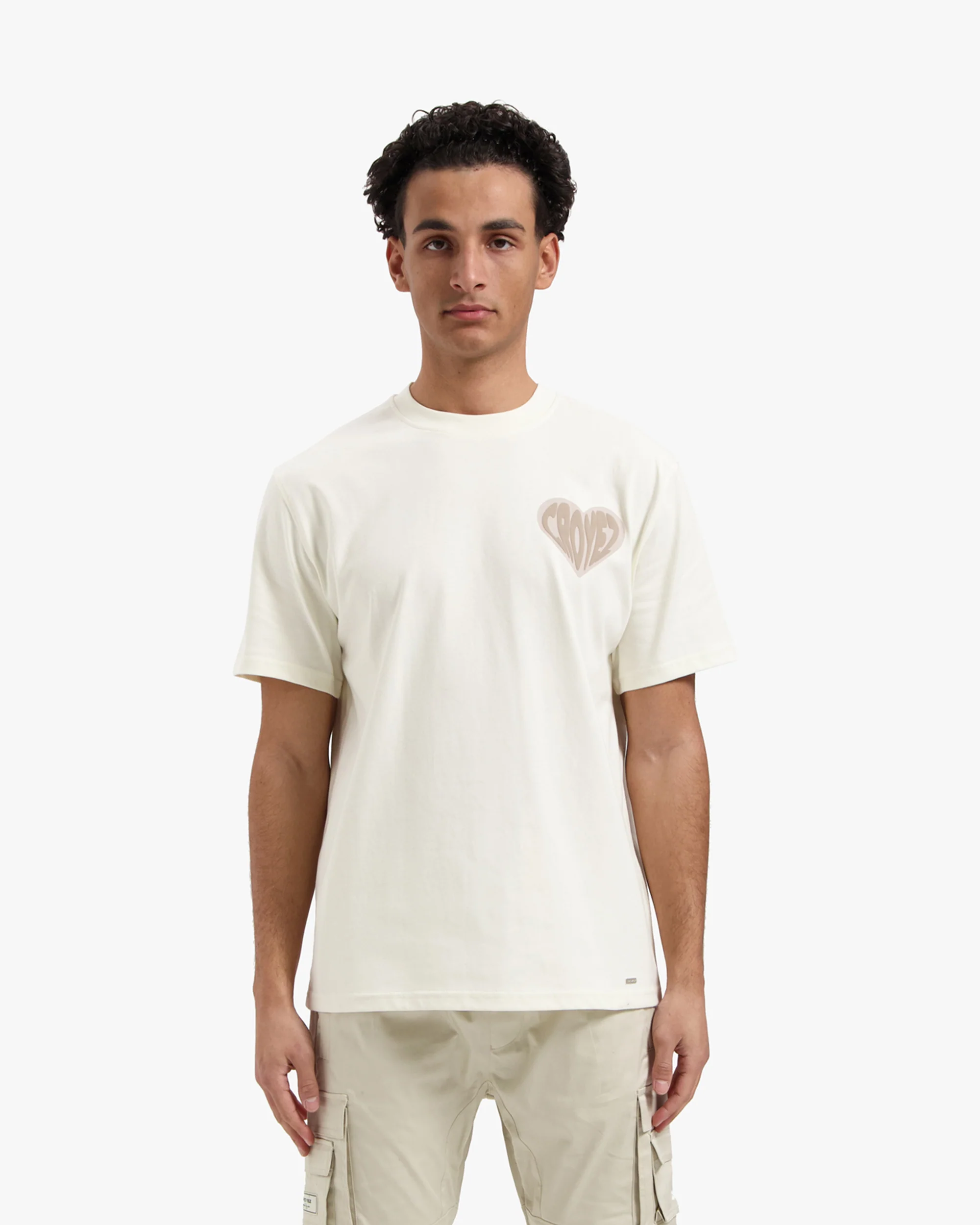 CROYEZ PUFFED HEART T-SHIRT | OFF-WHITE/BEIGE - Image 3