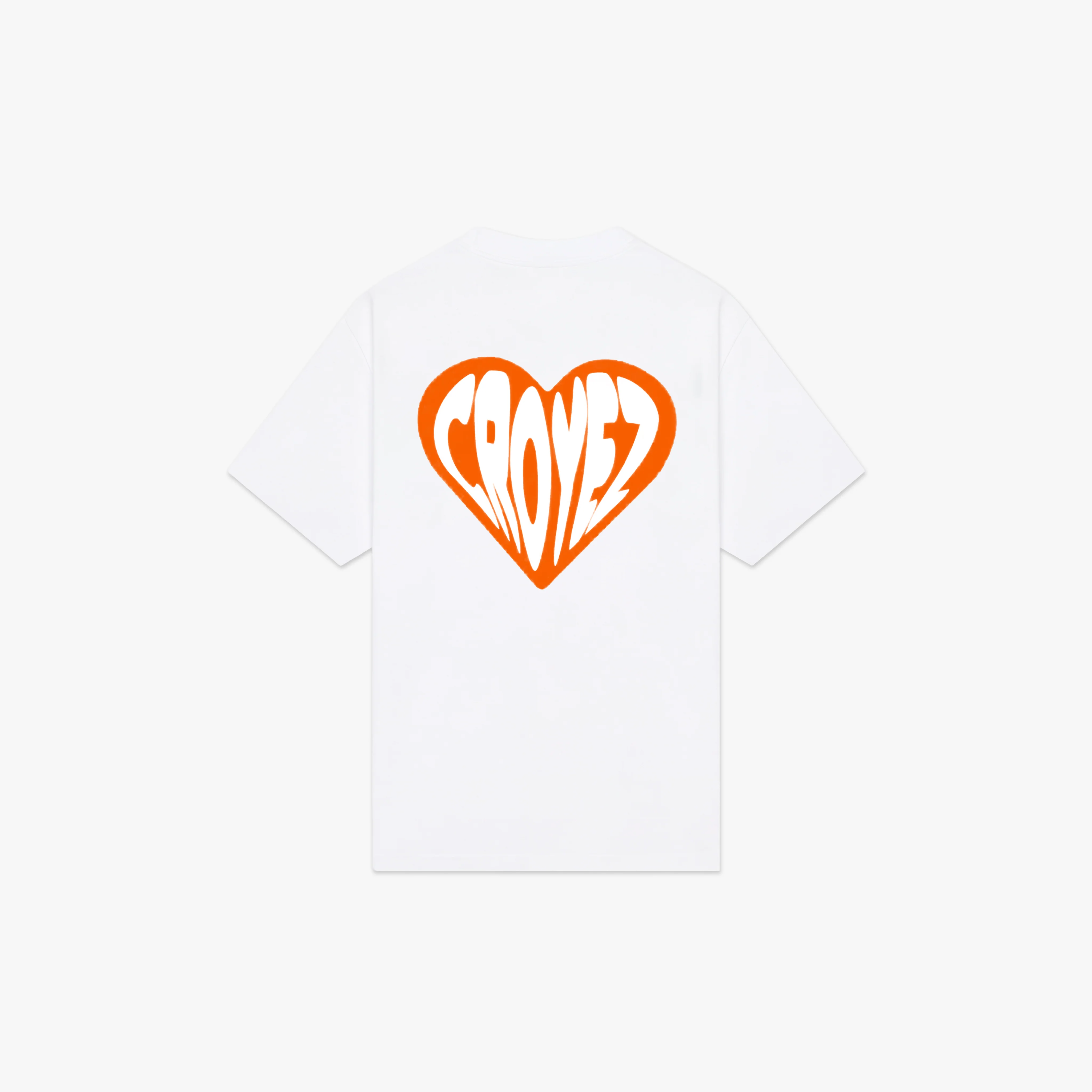 Croyez Puffed Heart T-Shirt | White/Orange - Image 2