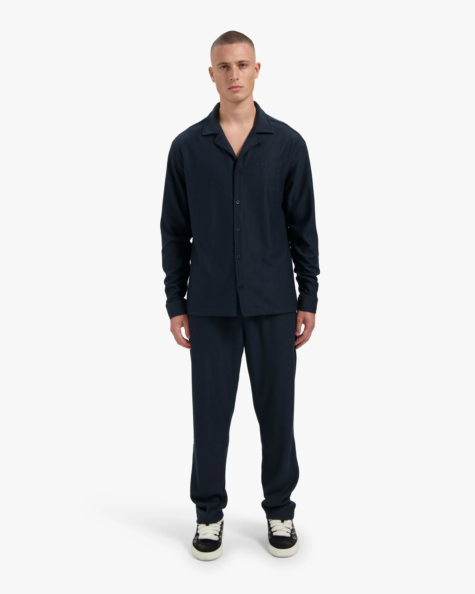 Croyez Ribbed Longsleeve Shirt | Navy - Image 3