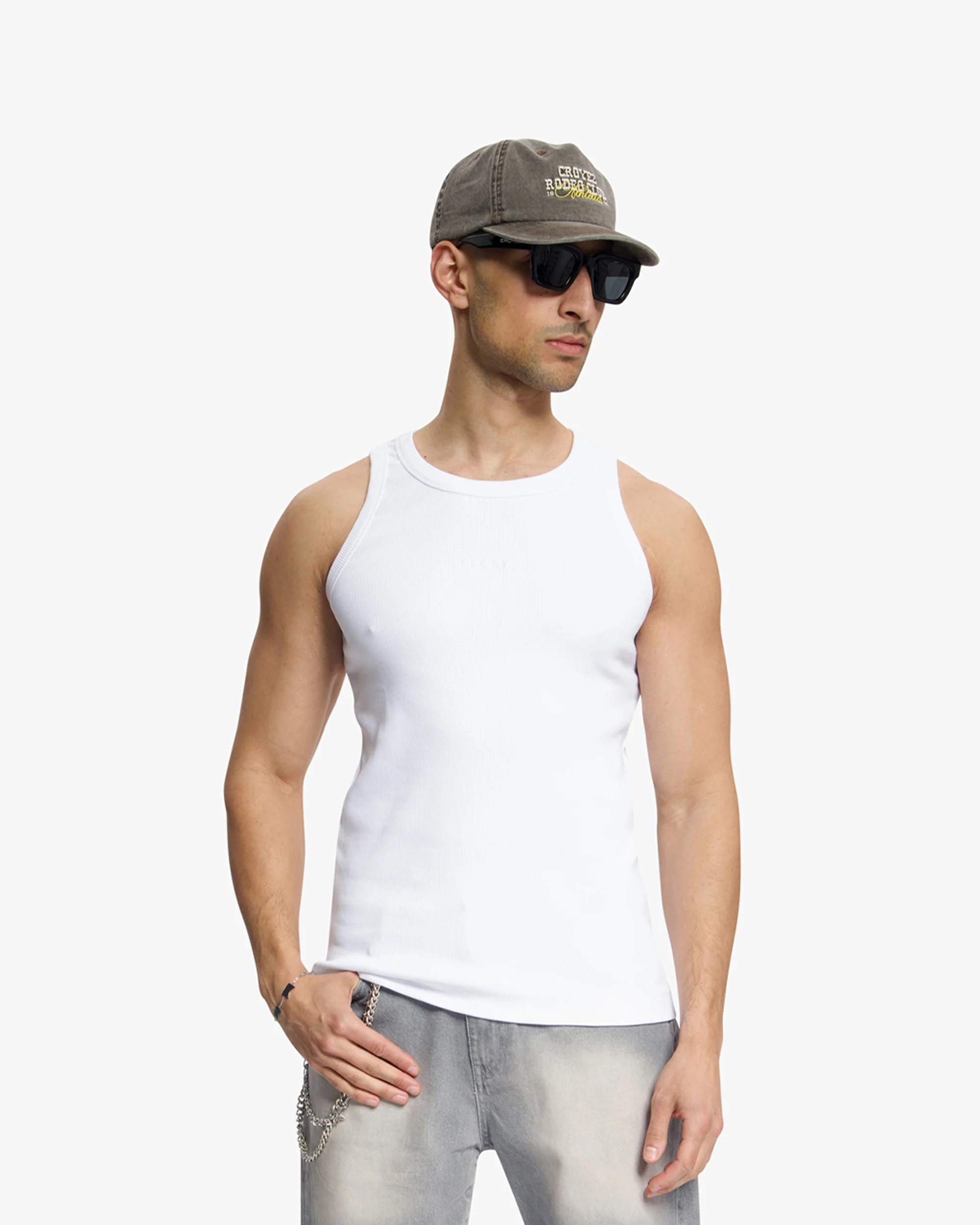 Croyez Ribbed Tank Top | White - Image 3