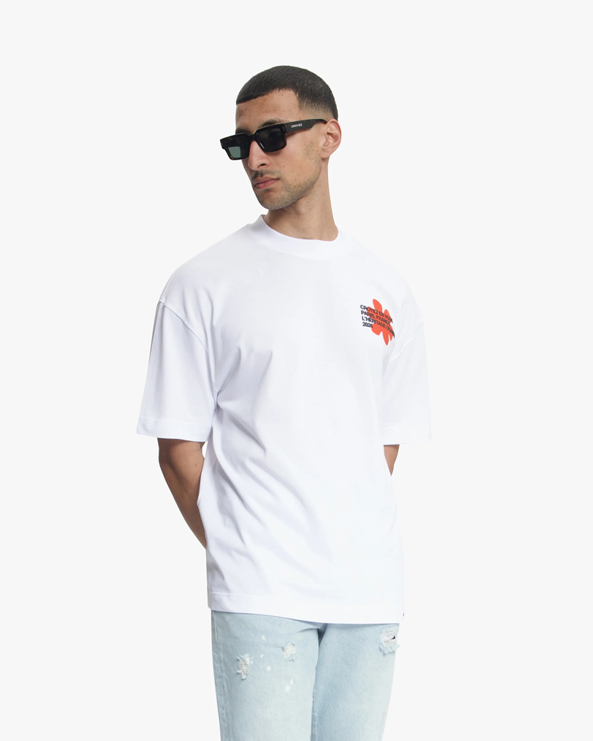 Croyez Silhouette T-Shirt | White/Orange - Image 3