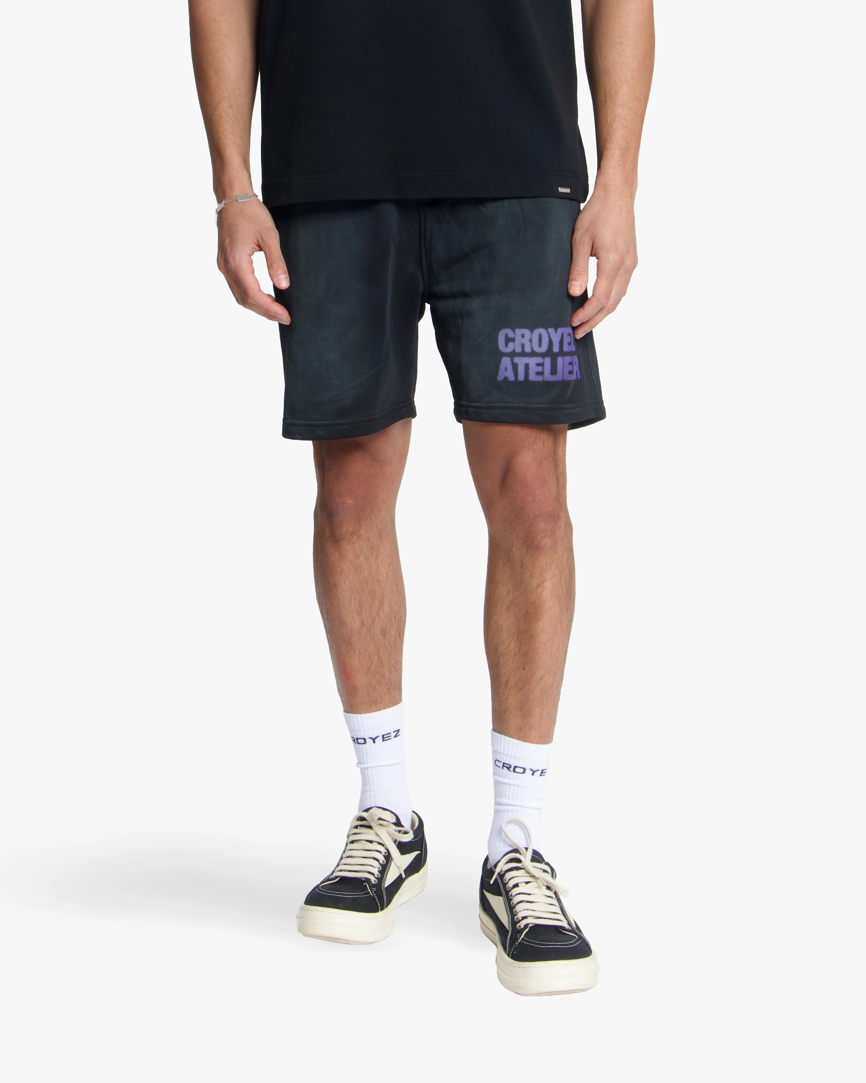 Croyez Sprayed Atelier Shorts | Black - Image 3