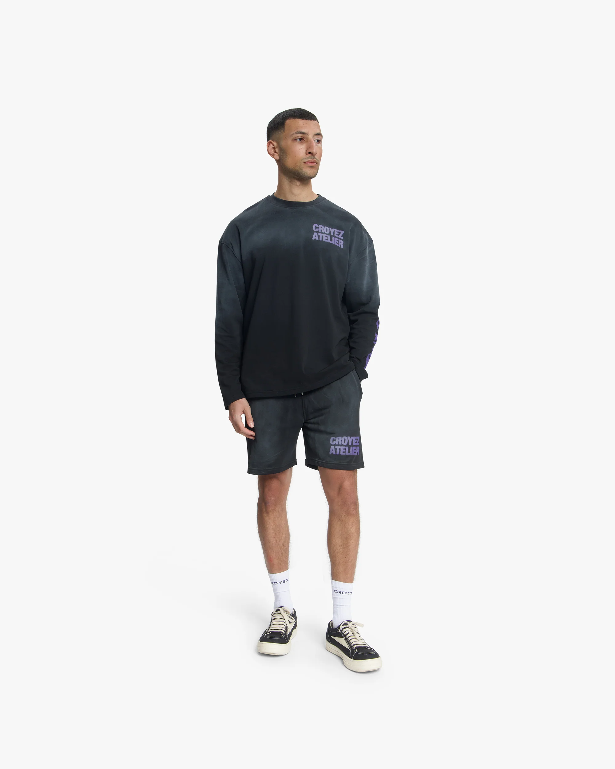 Croyez Sprayed Atelier Shorts | Black - Image 5