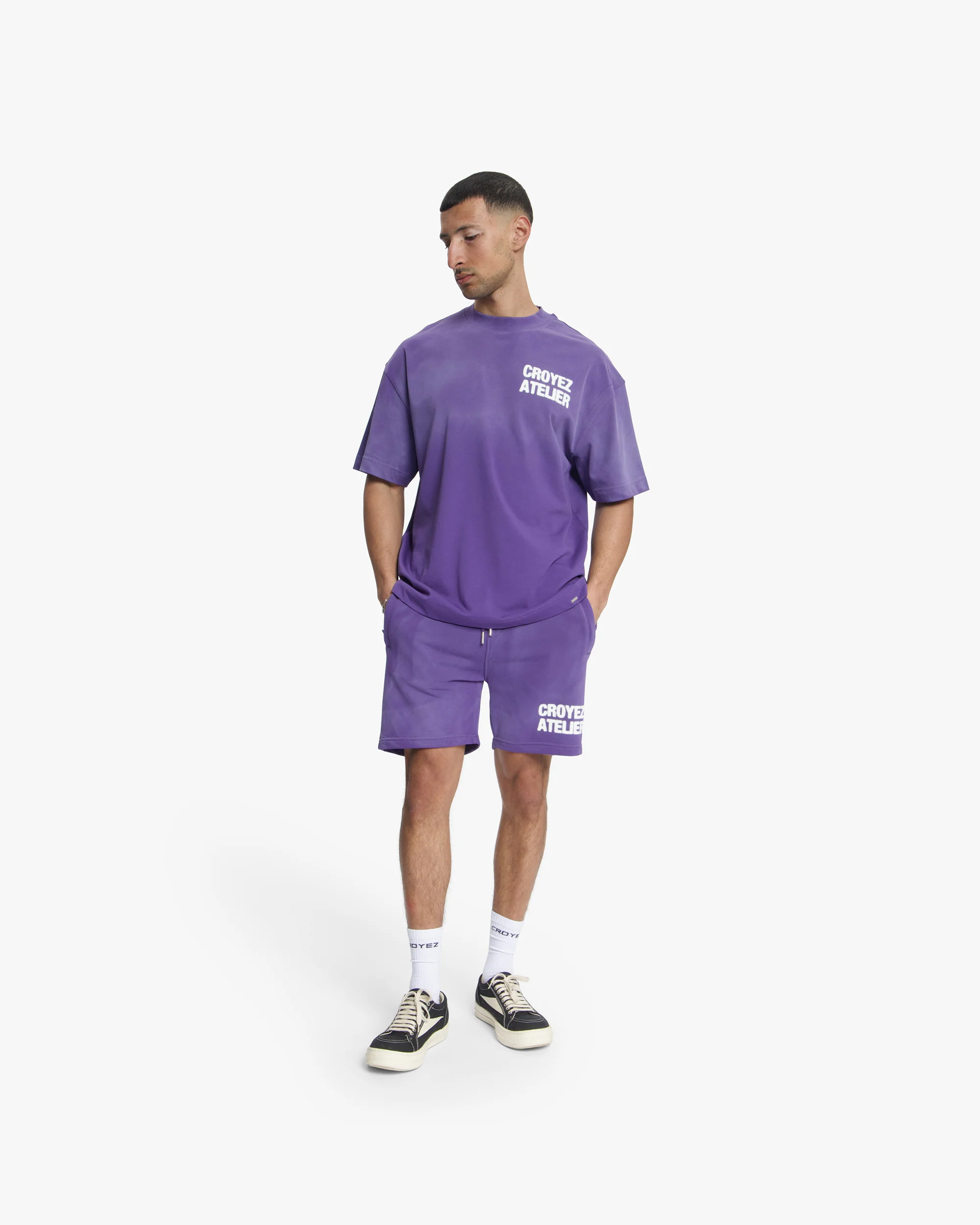 Croyez Sprayed Atelier T-Shirt | Dark Purple - Image 5