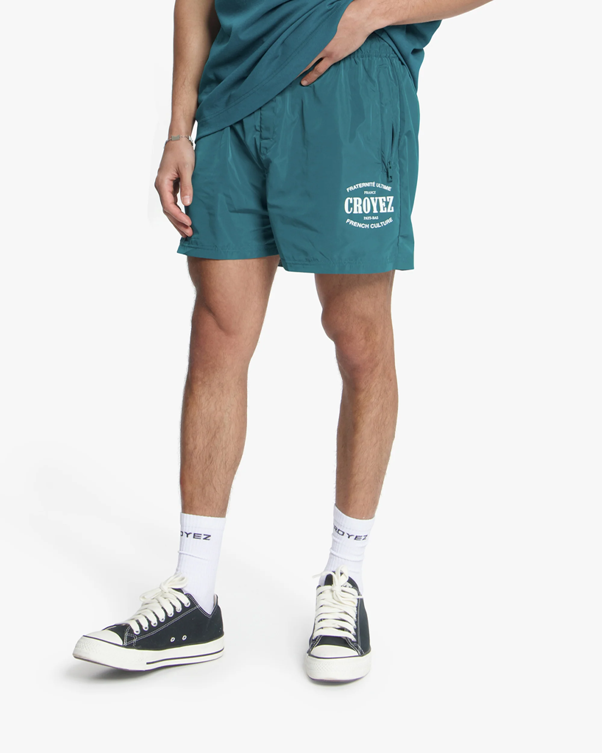 Croyez Stamp Swim Shorts | Dark Teal - Image 3
