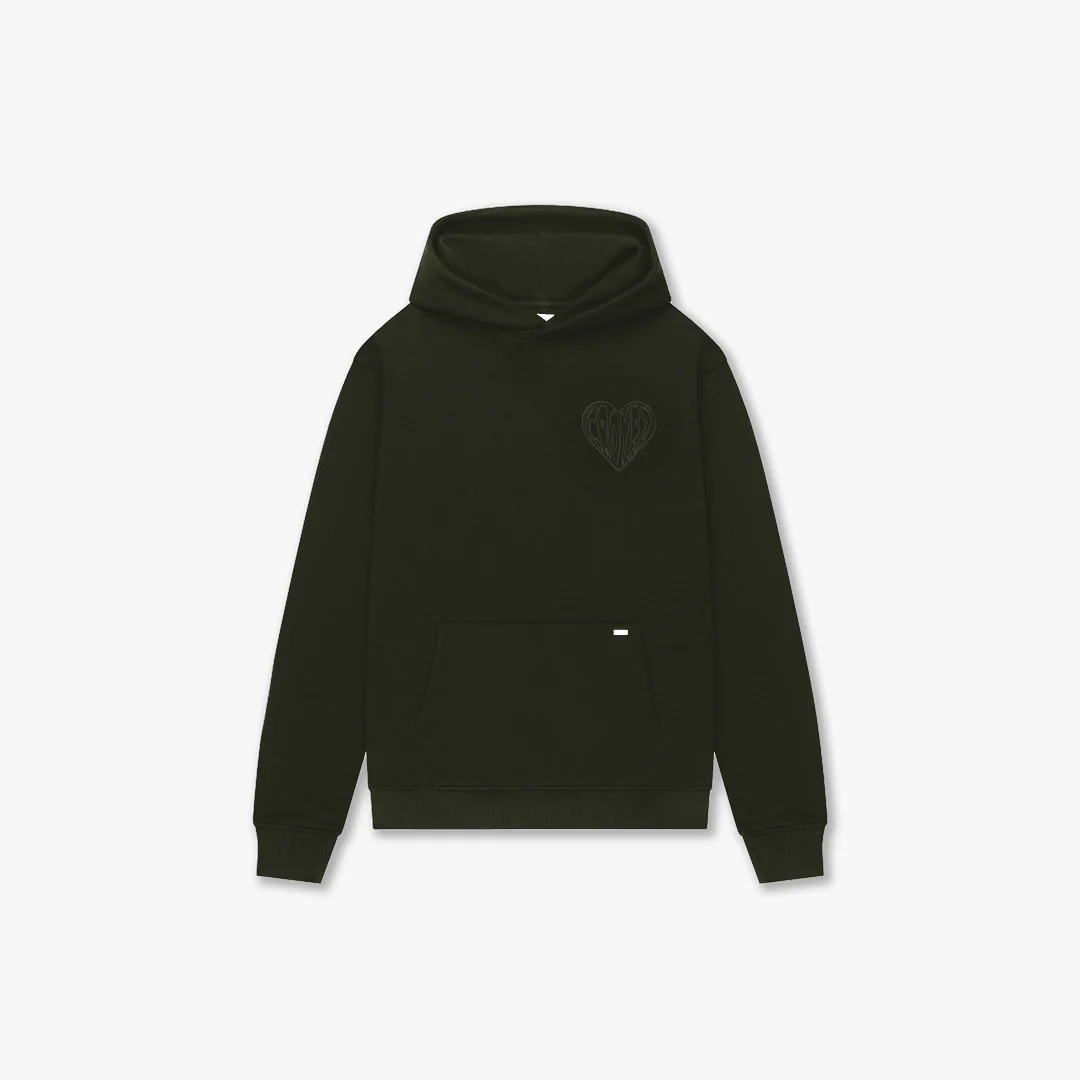 CROYEZ STITCHED HEART HOODIE | DARK GREEN