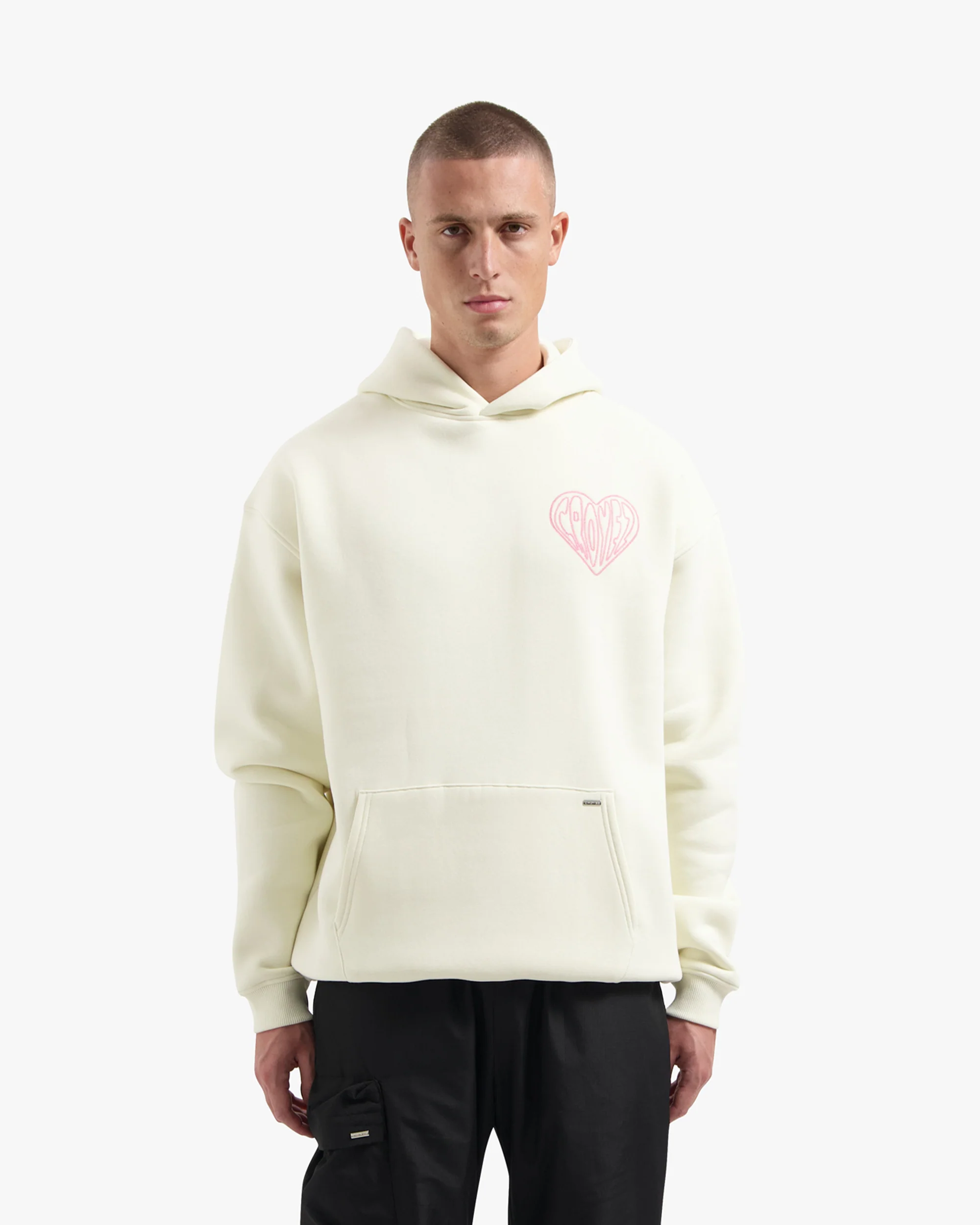 CROYEZ STITCHED HEART HOODIE | OFF-WHITE - Image 3