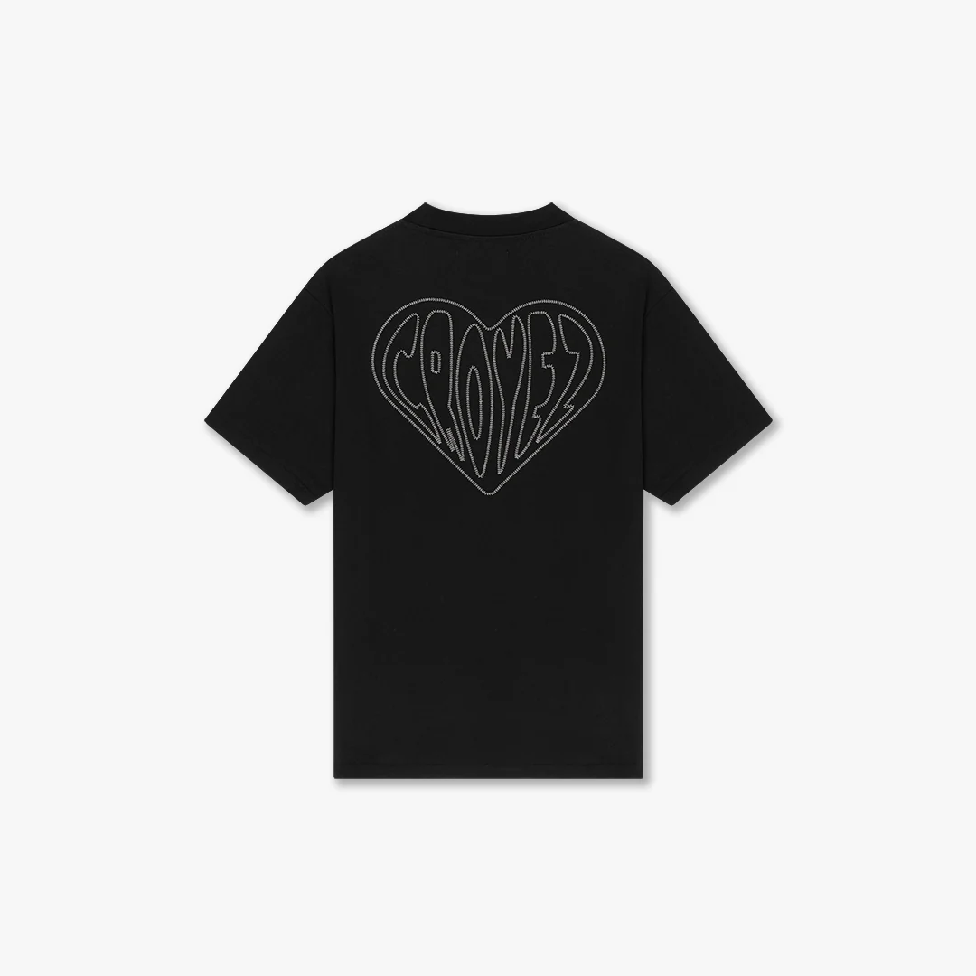 CROYEZ STITCHED HEART T-SHIRT | BLACK - Image 2