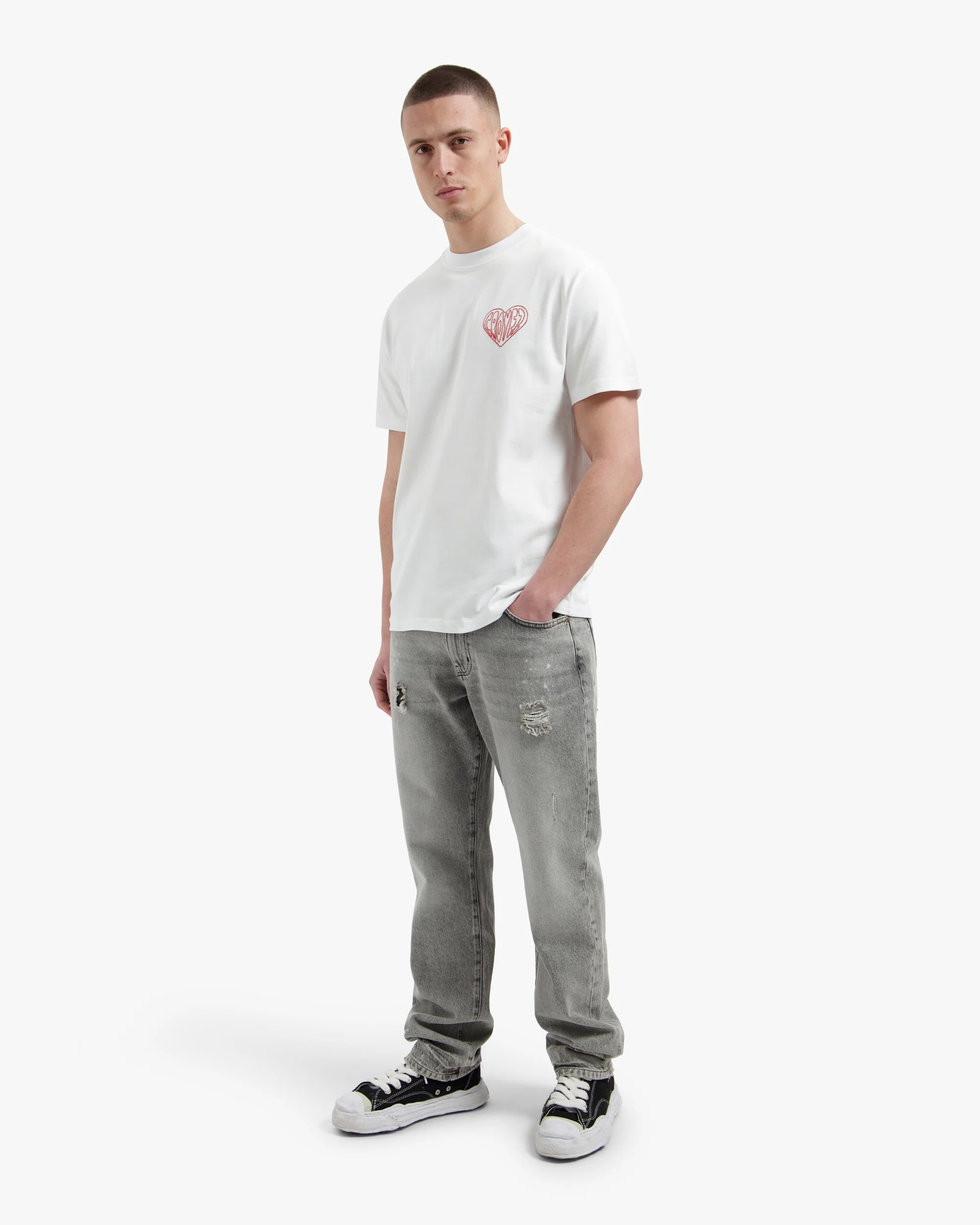 Croyez Stitched Heart T-Shirt | White - Image 5