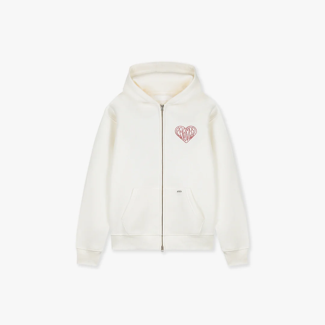 Croyez Stitched Heart Zip Hoodie | Off-White