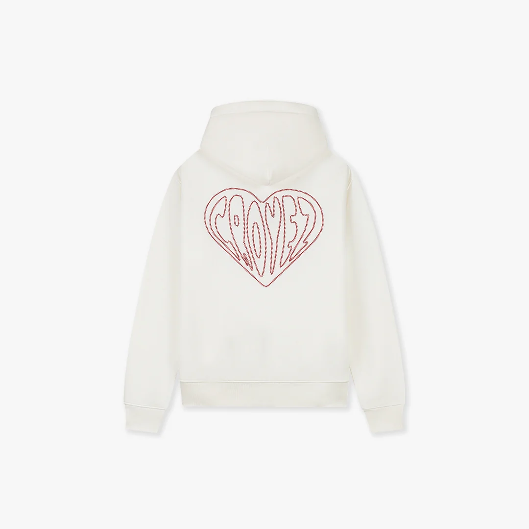 Croyez Stitched Heart Zip Hoodie | Off-White - Image 2