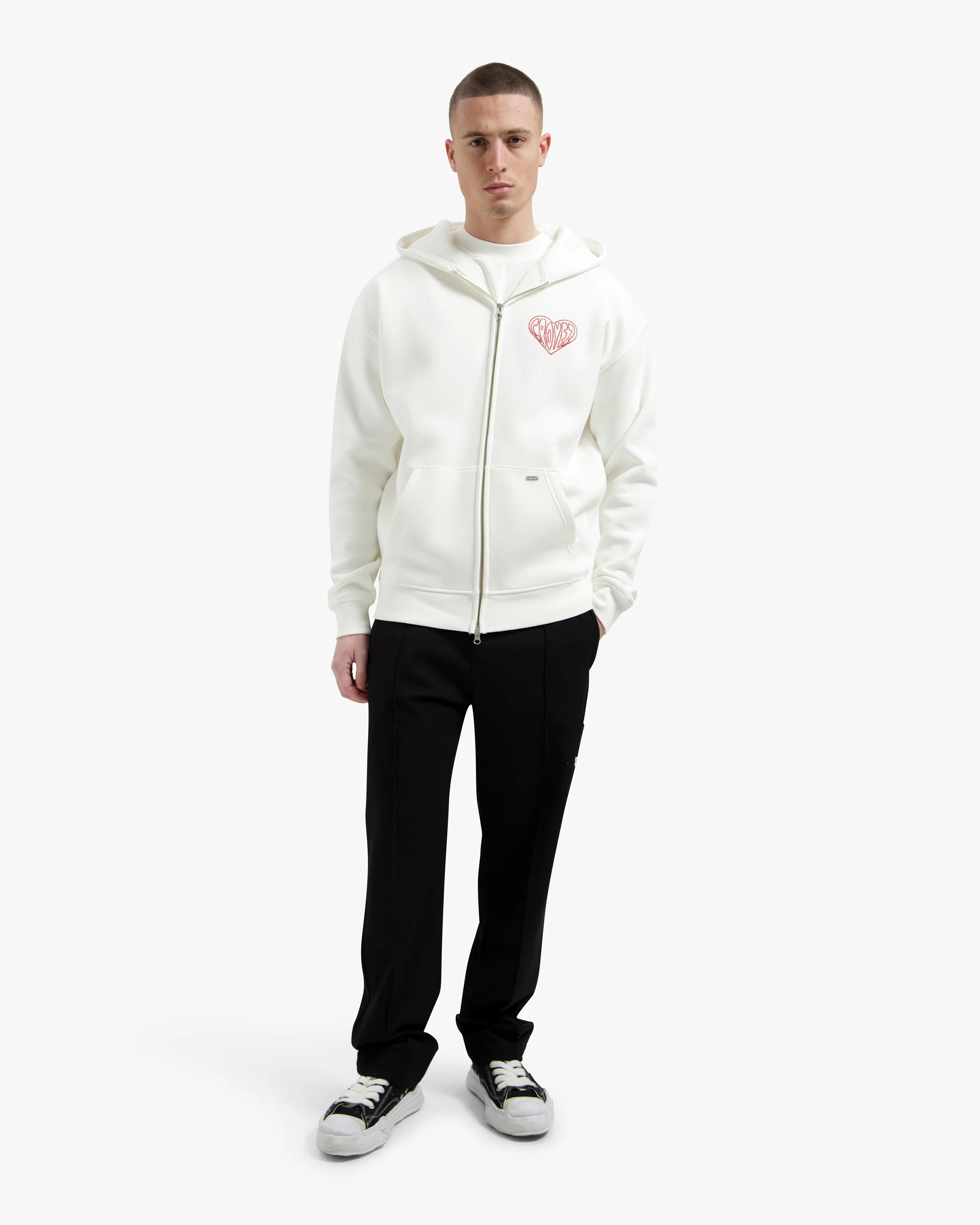 Croyez Stitched Heart Zip Hoodie | Off-White - Image 5