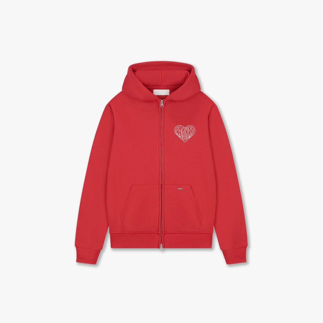 Croyez Stitched Heart Zip Hoodie | Red