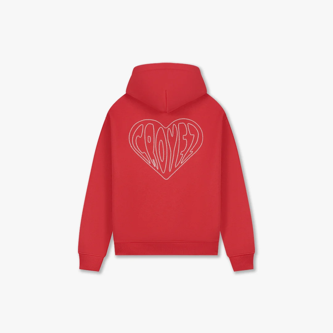 Croyez Stitched Heart Zip Hoodie | Red - Image 2