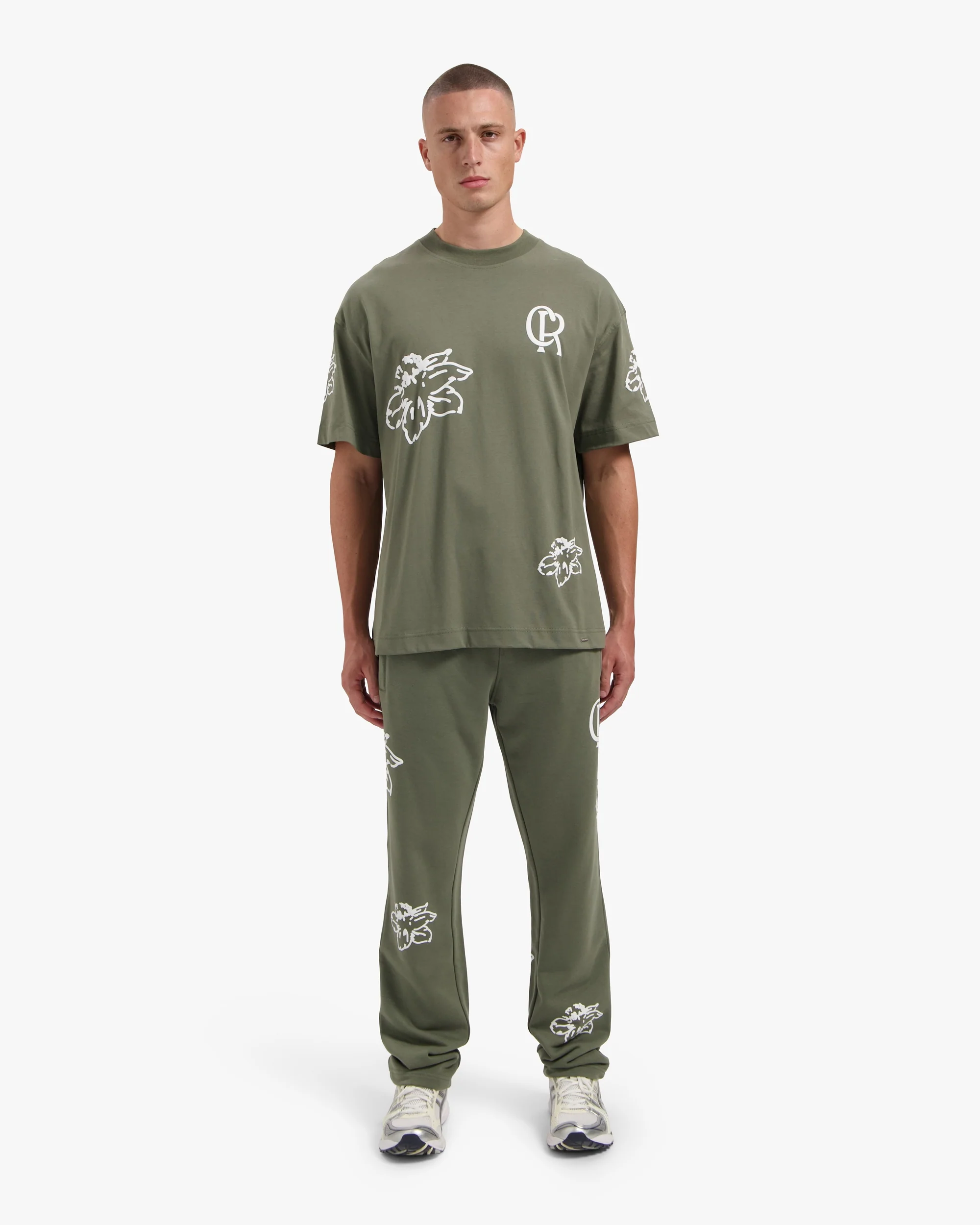 CROYEZ STRAIGHT LEG FLOWER SWEATPANTS | DUSTY OLIVE - Image 5