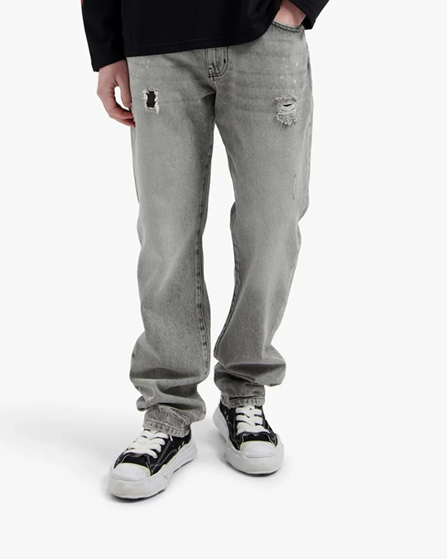 Croyez Straight Leg Washed Denim | Light Grey - Image 3