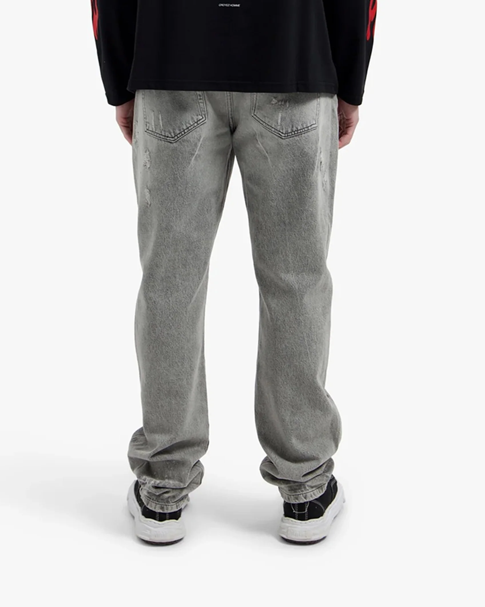 Croyez Straight Leg Washed Denim | Light Grey - Image 4