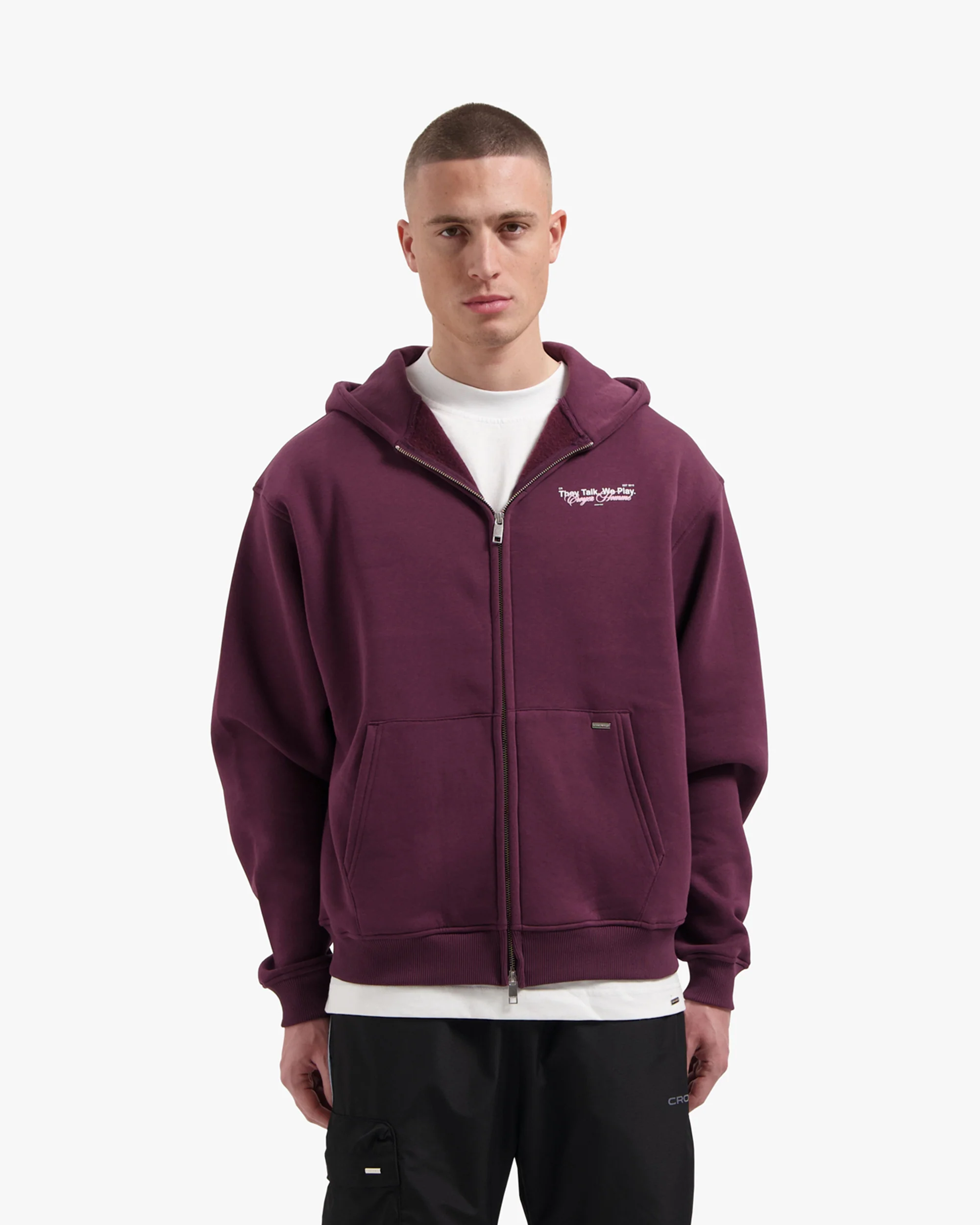Croyez Talk And Play Zip Hoodie | Burgundy - Image 3