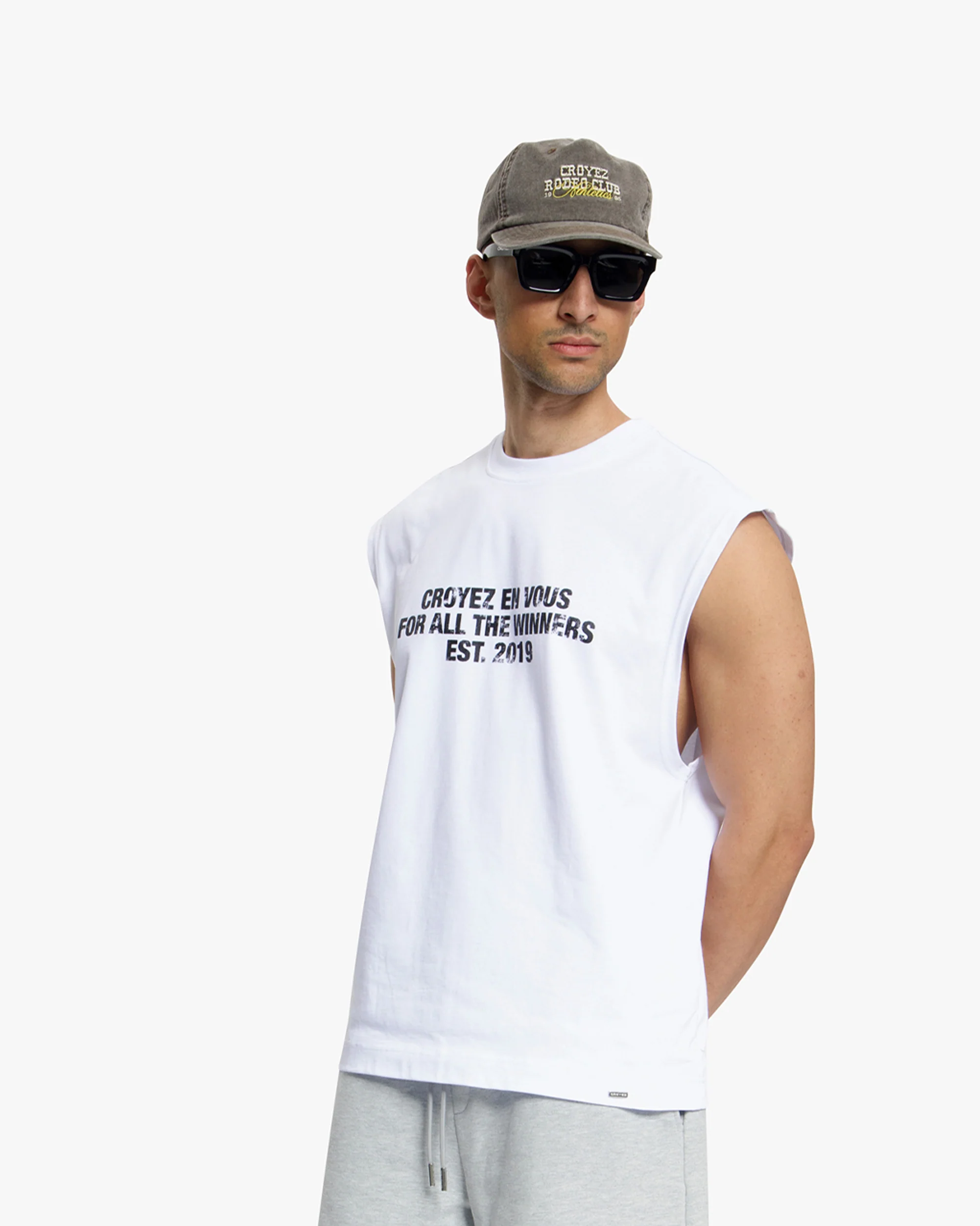 Croyez Winners Sleeveless T-Shirt | White - Image 4
