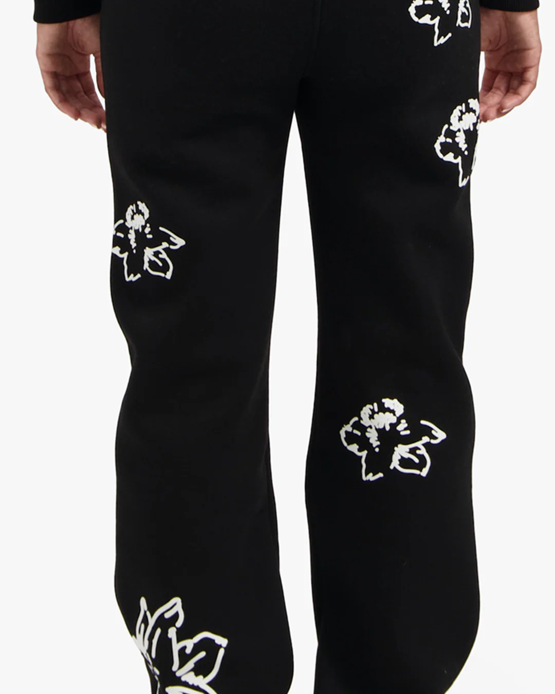 CROYEZ WOMEN FLOWER STRAIGHT LEG SWEATPANTS | BLACK - Image 5