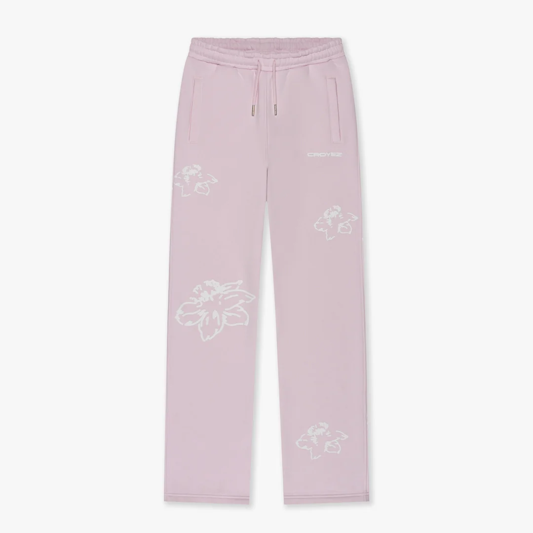 CROYEZ WOMEN FLOWER STRAIGHT LEG SWEATPANTS | PINK